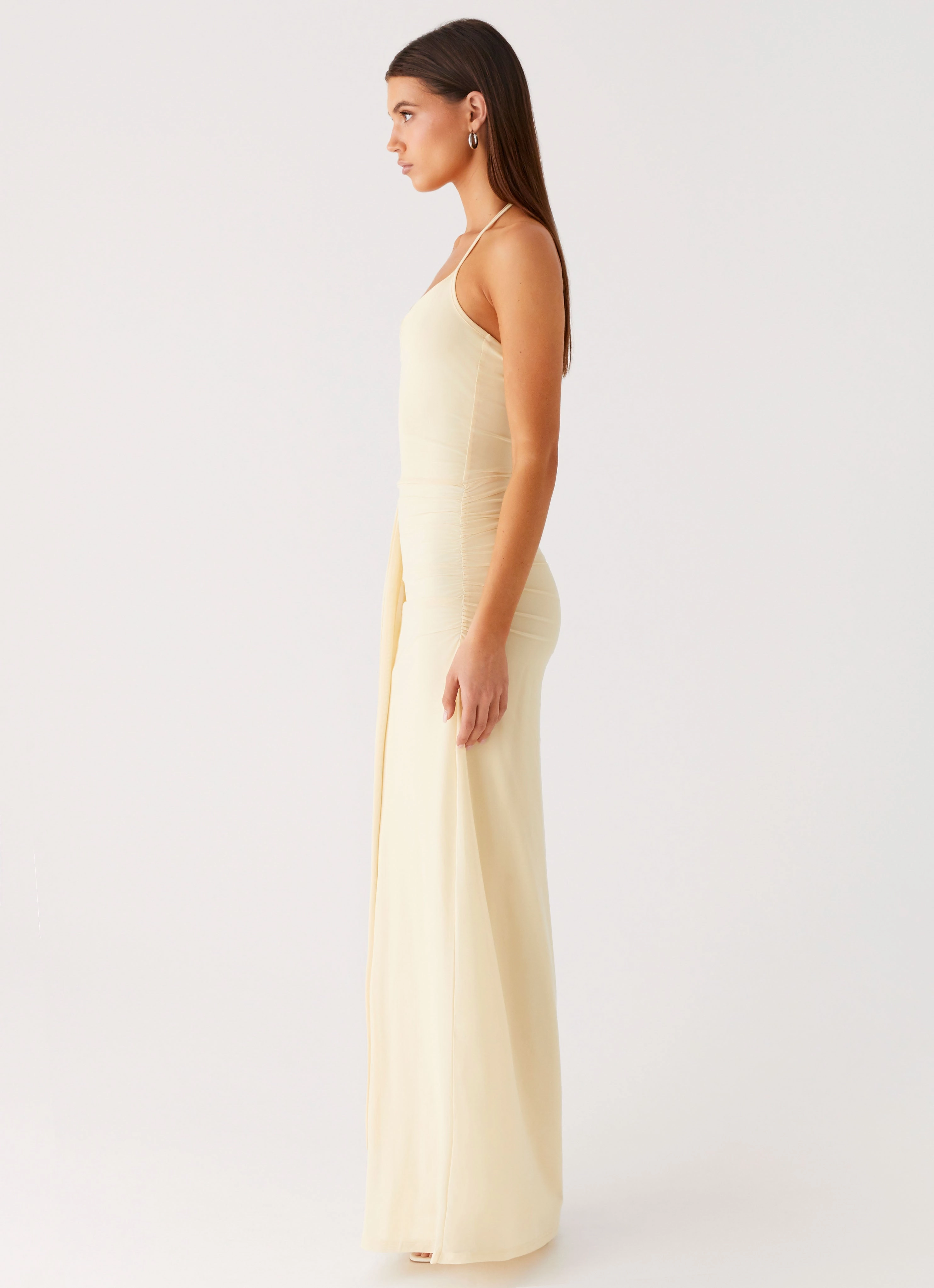 Easy Elegance Signal Halter Maxi Dress - Sunny Yellow