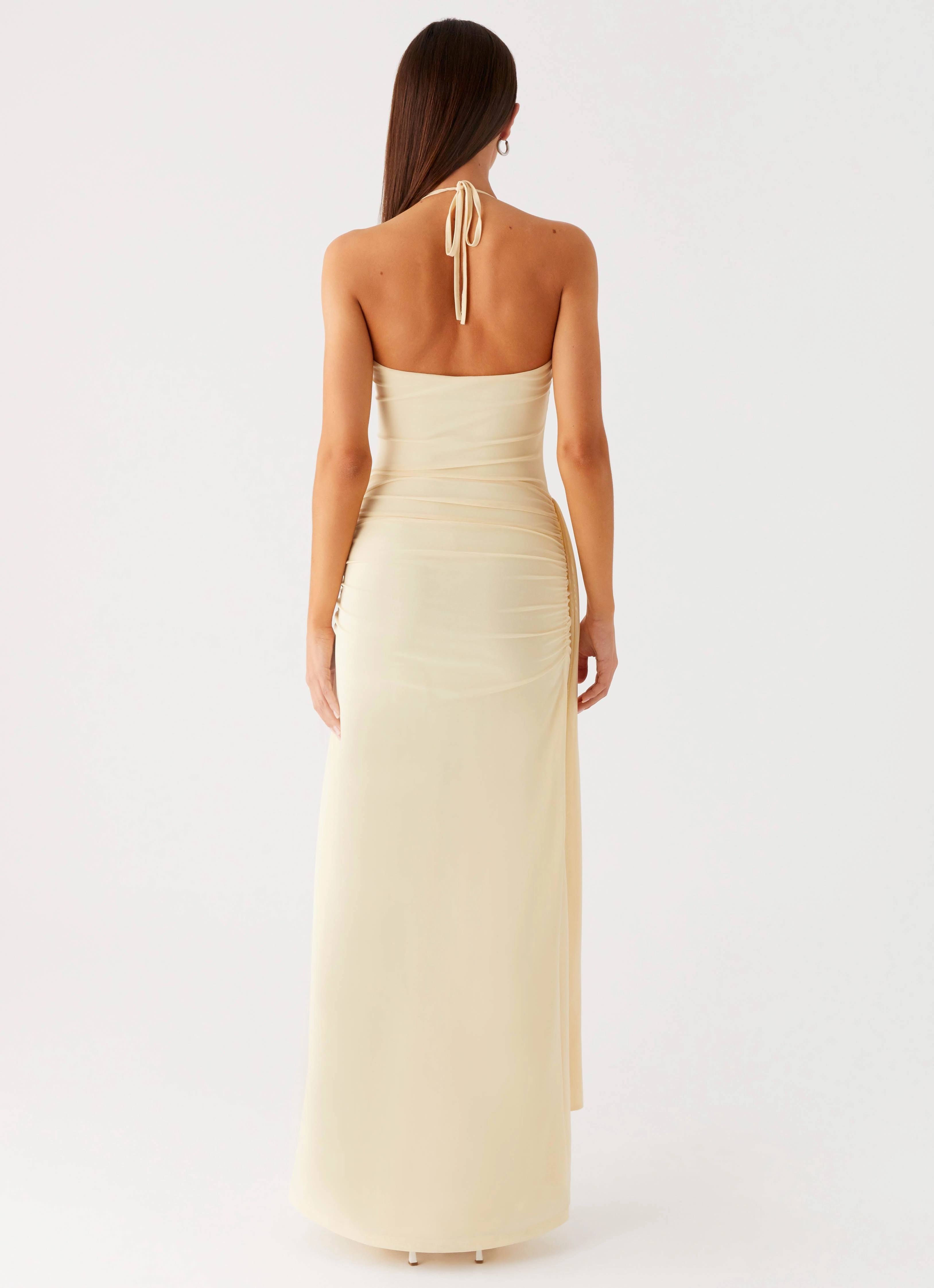 Signal Halter Maxi Dress - Sunny Yellow Hook-And-Eye