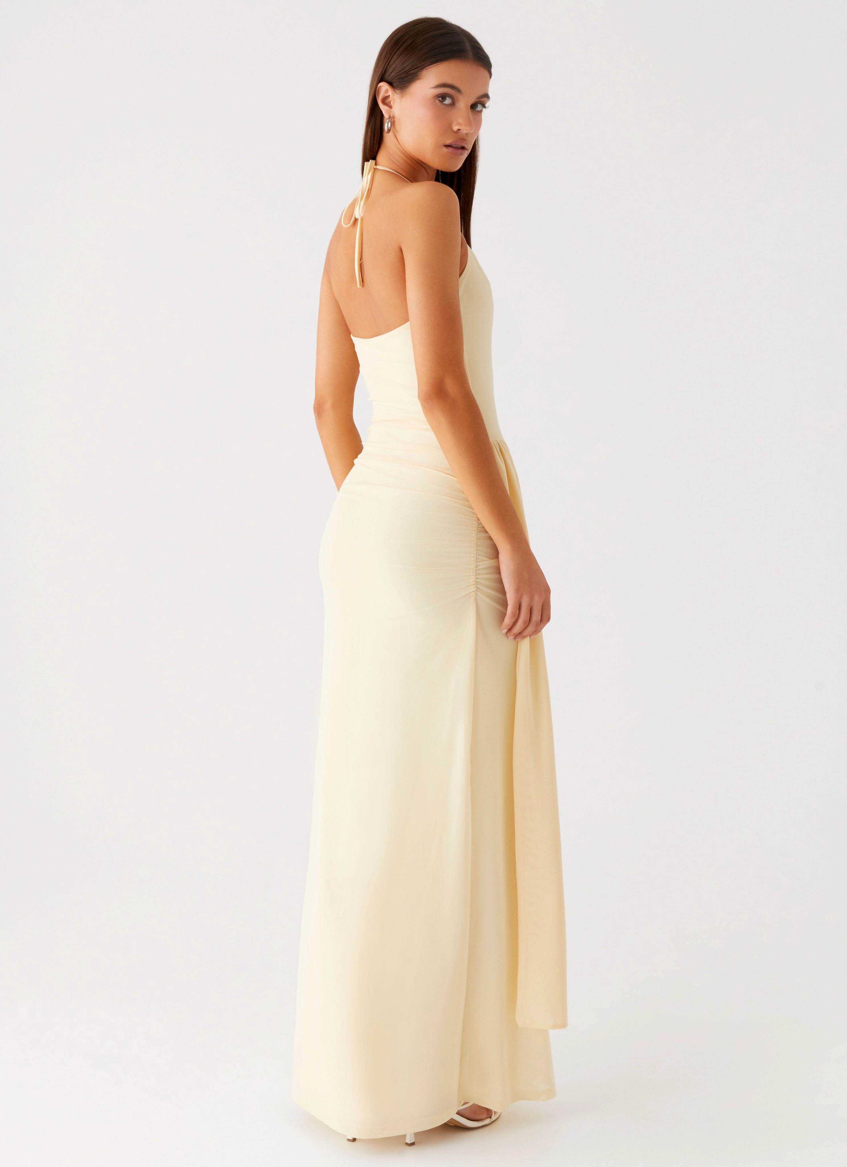 Signal Halter Maxi Dress - Sunny Yellow Silk Shine Outdoor Ready