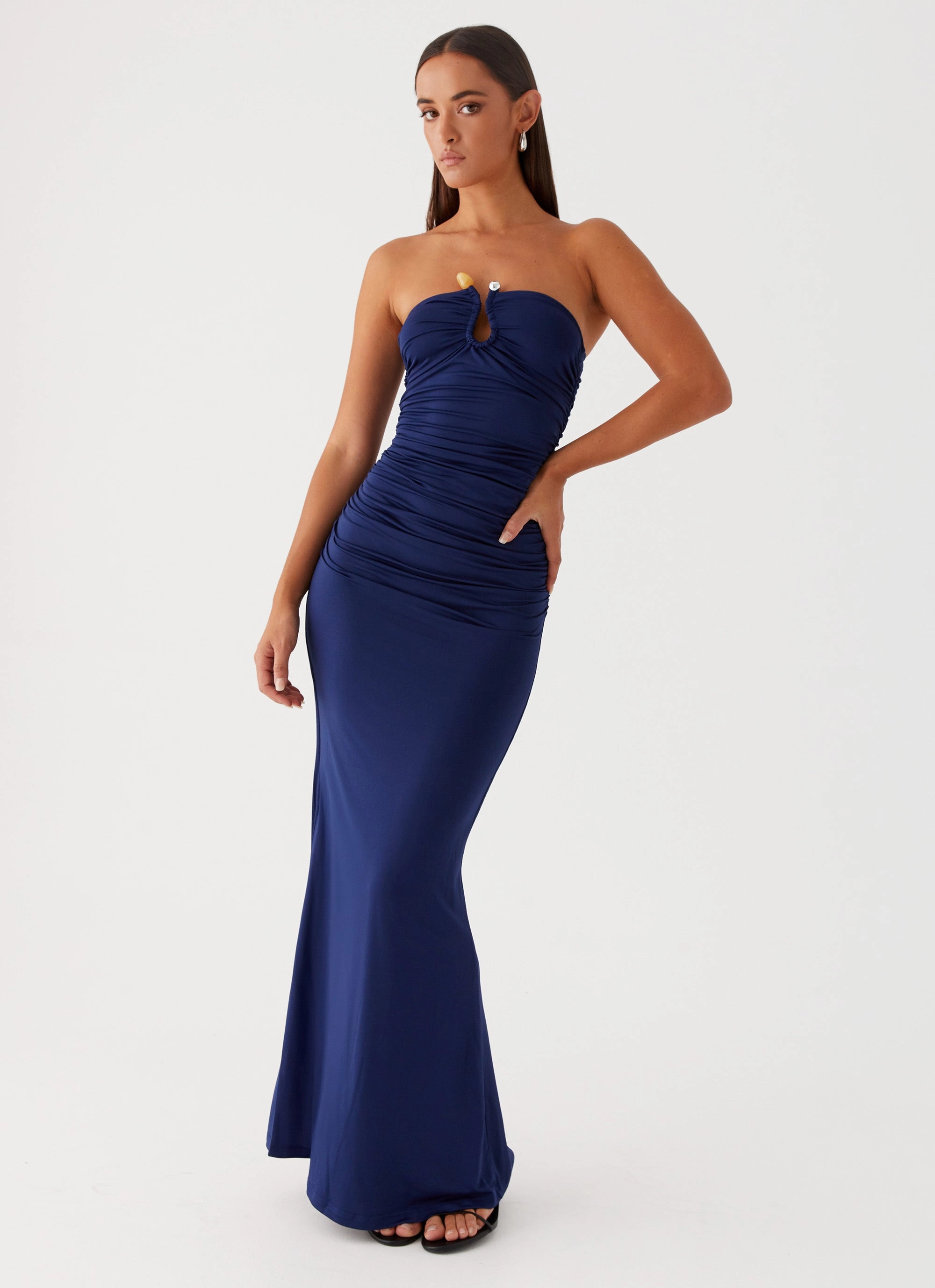 Rudy Maxi Dress - Navy Street Style Elegant knee-length dress
