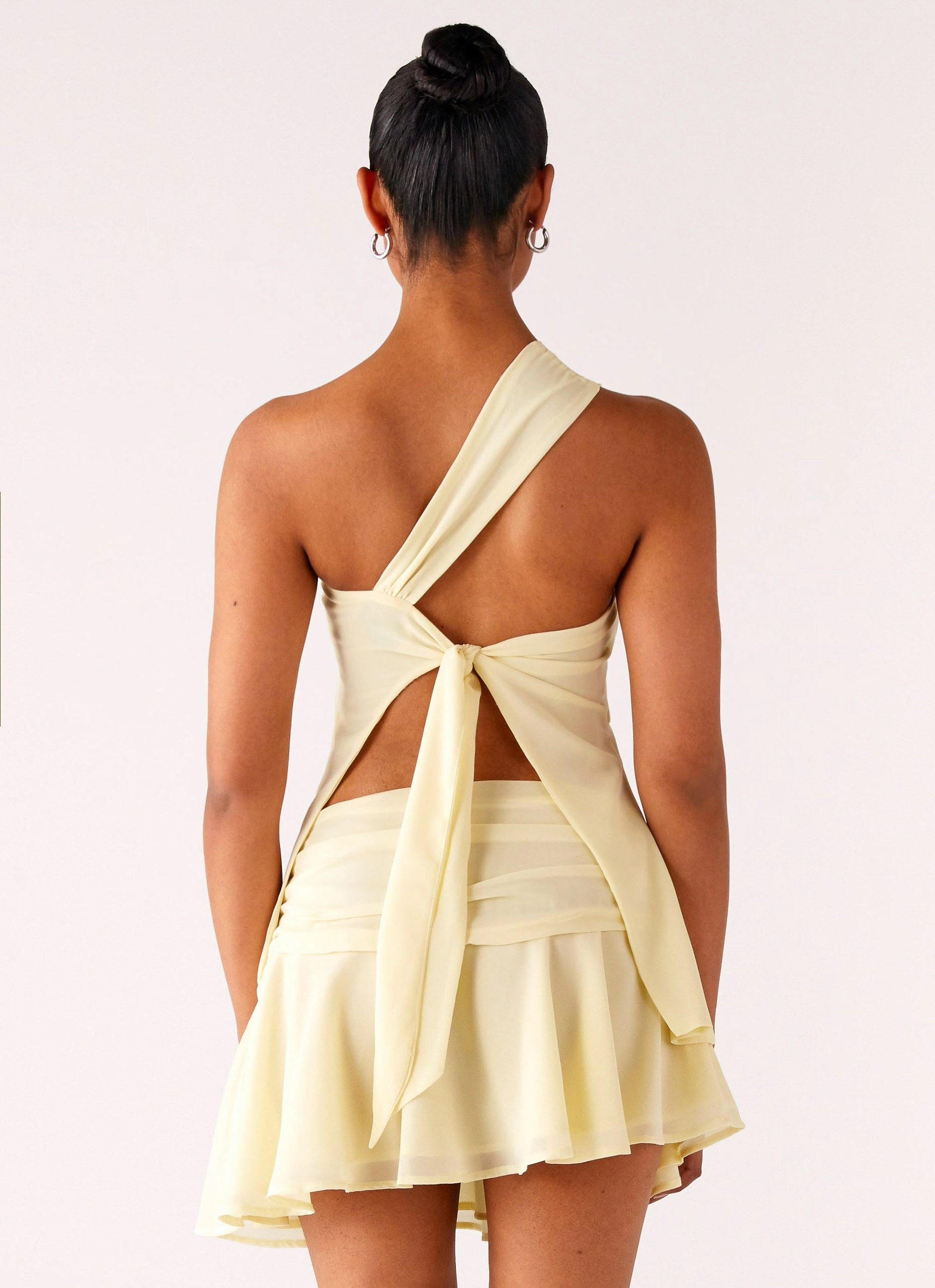 Versatile Shirt Roll Up Sleeve System Delight Me Asymmetrical Top - Yellow