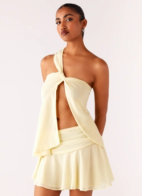 Delight Me Asymmetrical Top - Yellow Soft Knit EcoFriendly Material