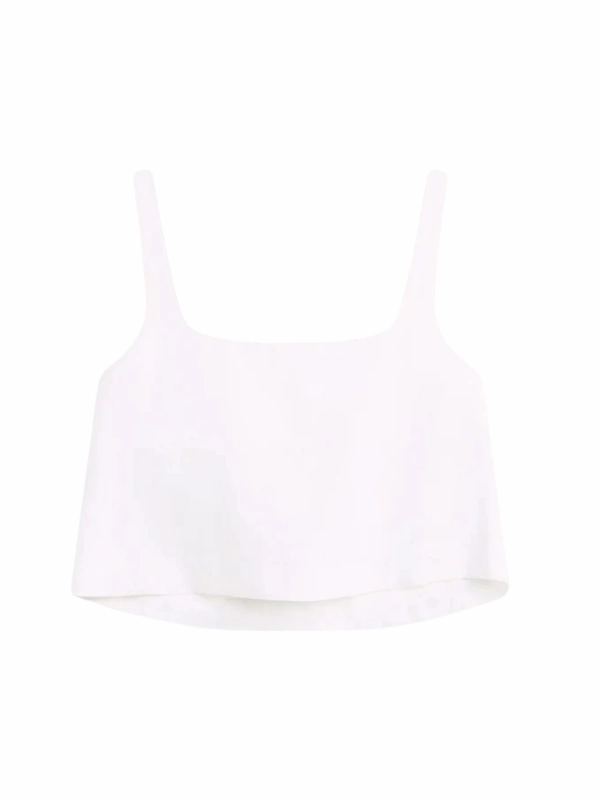 AbrasionResistantEdging Delphi Cropped Linen Top in White