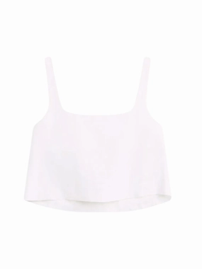 AbrasionResistantEdging Delphi Cropped Linen Top in White