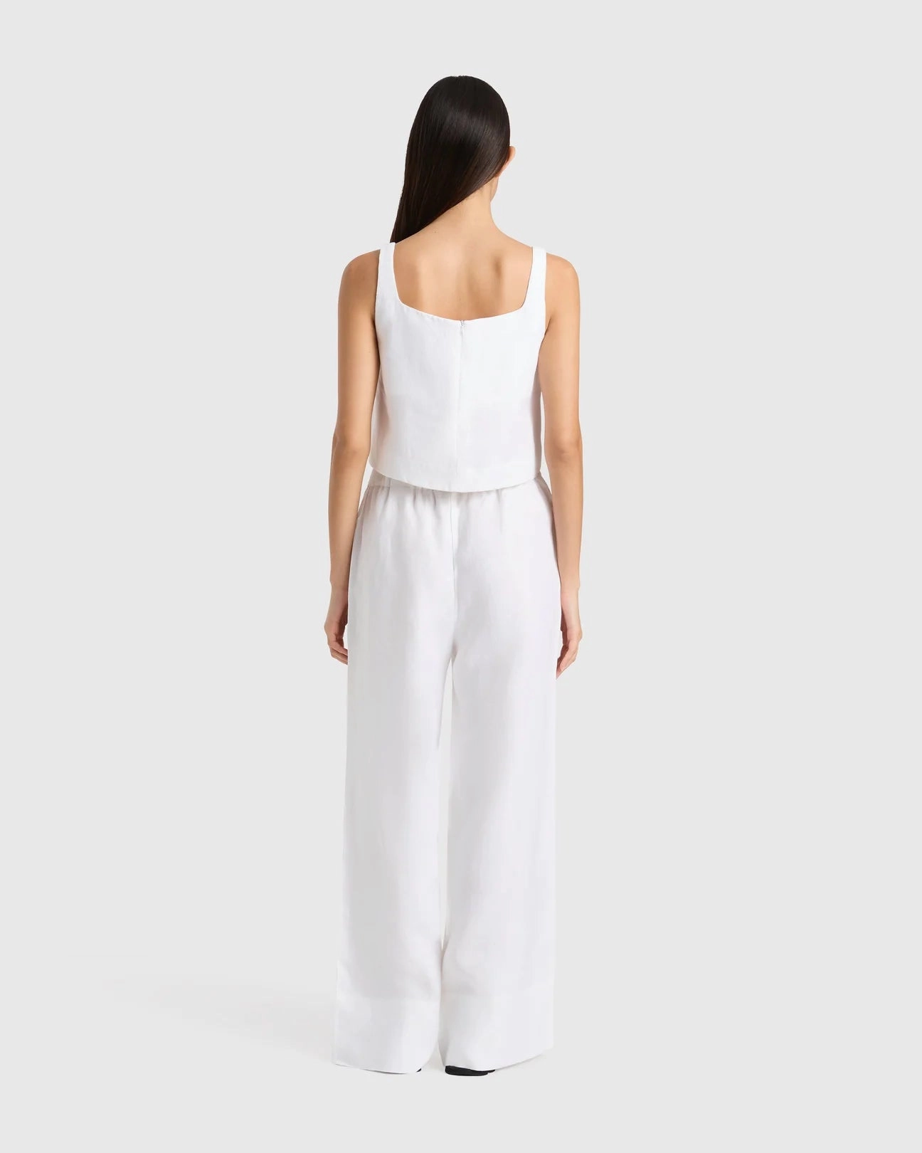 Delphi Cropped Linen Top in White SoftTouchBrushedInterior FadeResistant