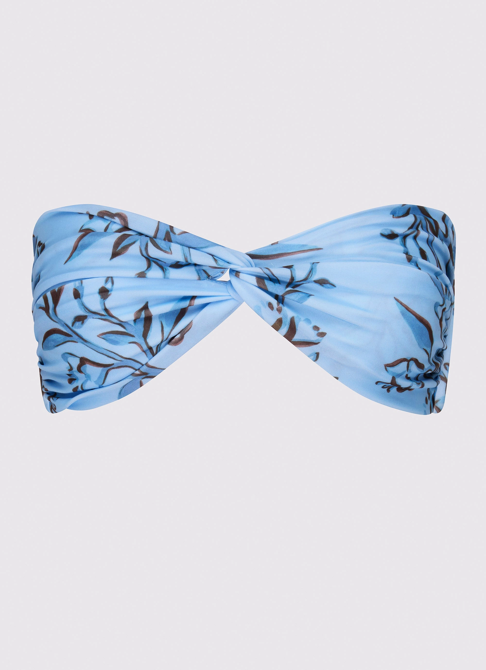 Multi Strap Back Design Delta Bandeau Bikini Top - Blue Floral Print