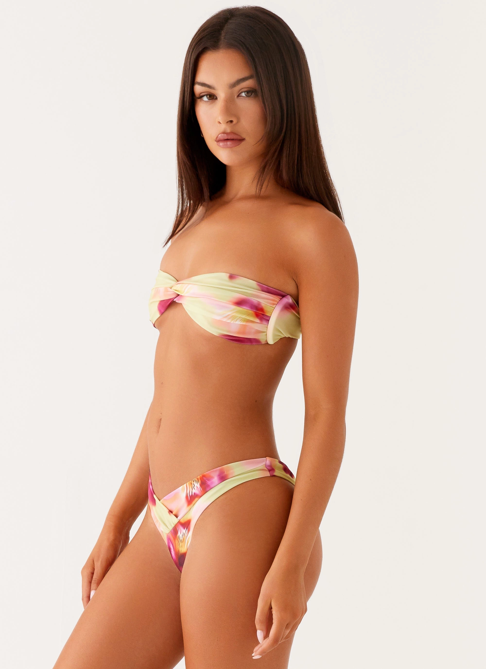 Quick Release Buckle System Delta Bandeau Bikini Top - Green Tropical