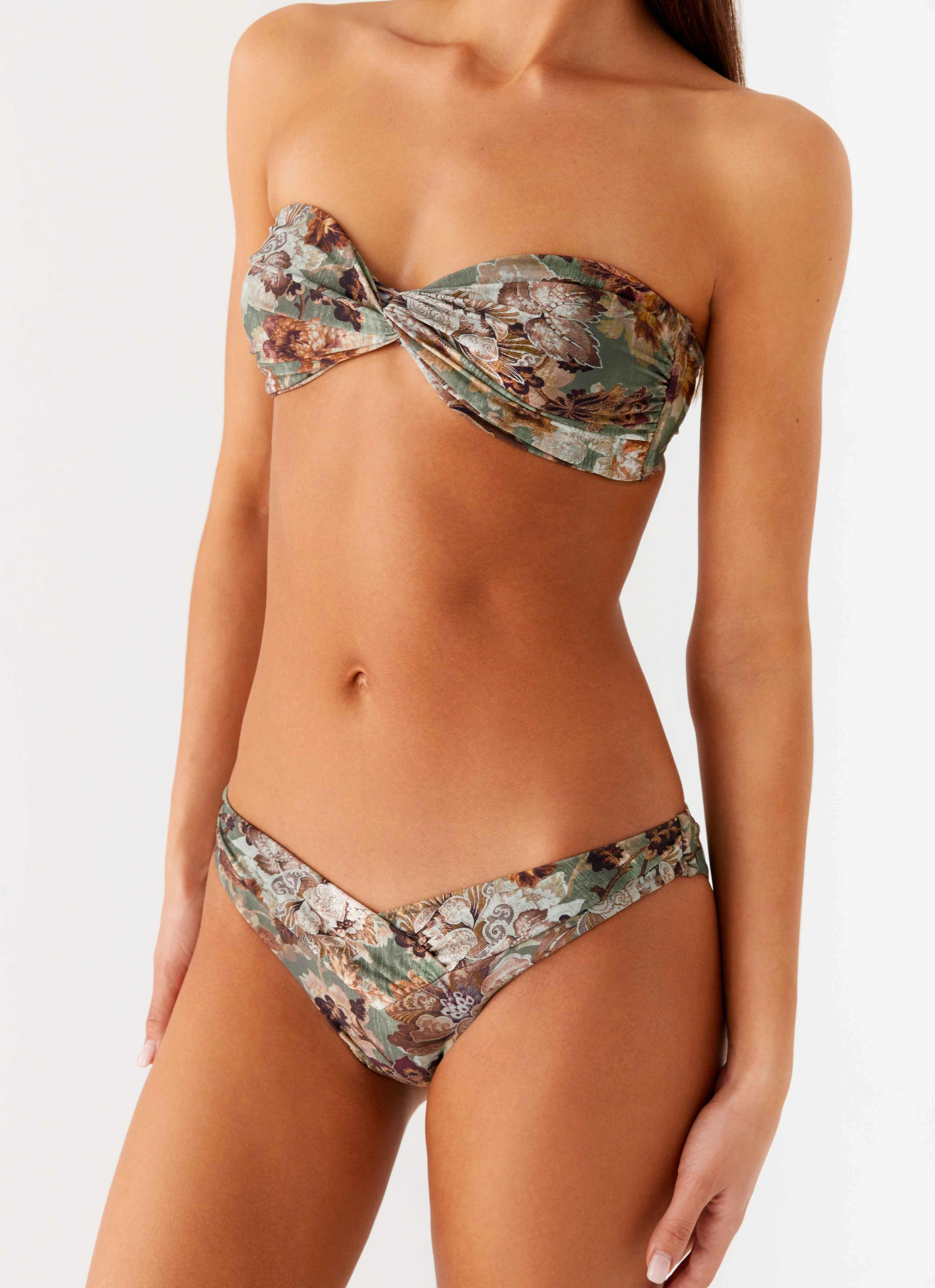 Delta Bandeau Bikini Top - Vintage Blossom Thermoregulating Fabric