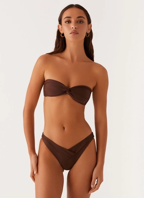 Quick Dry Fabric Delta Bikini Bottoms - Brown