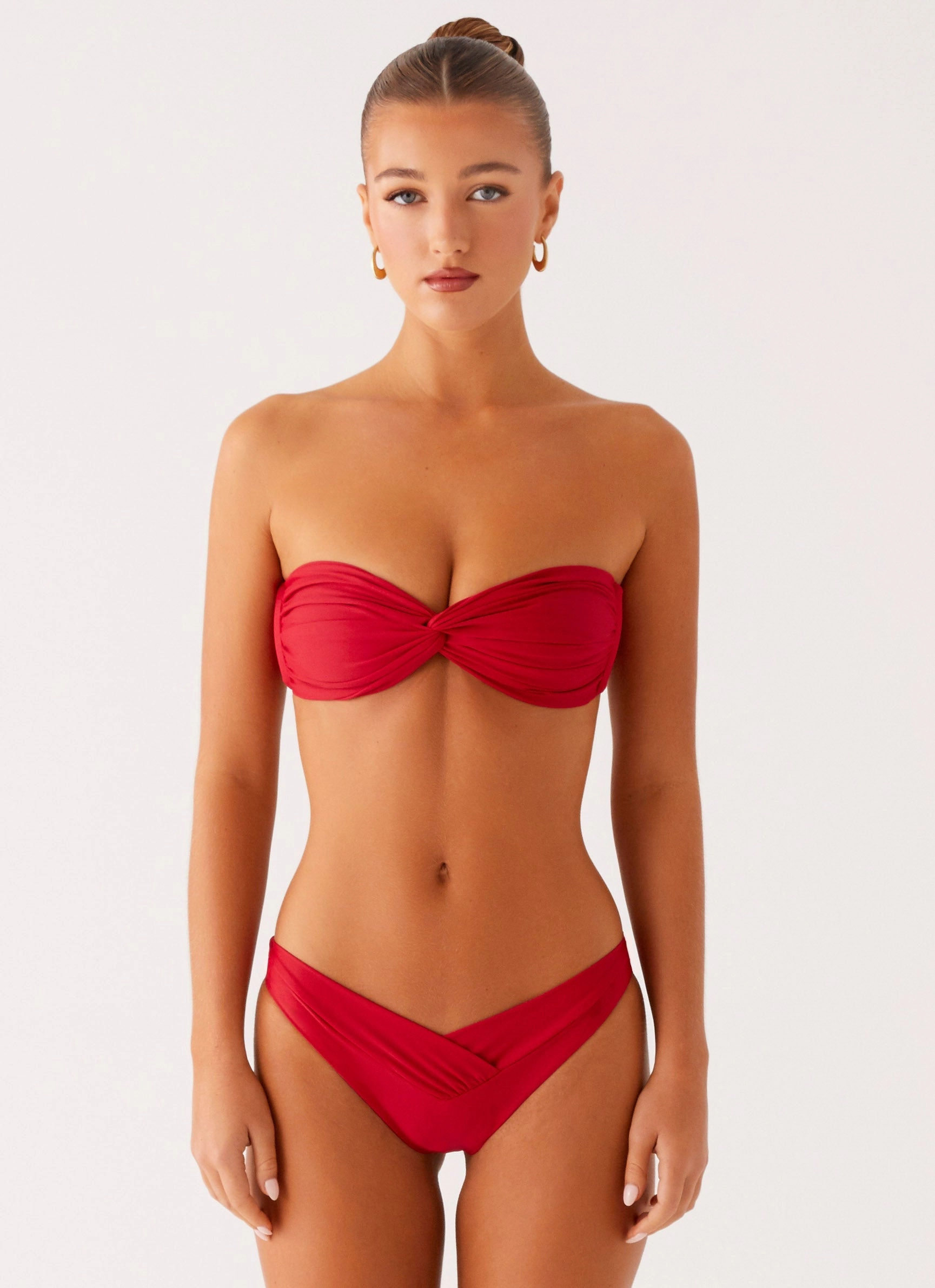 Delta Bikini Bottoms - Deep Red Rich-Color Smooth-Edges