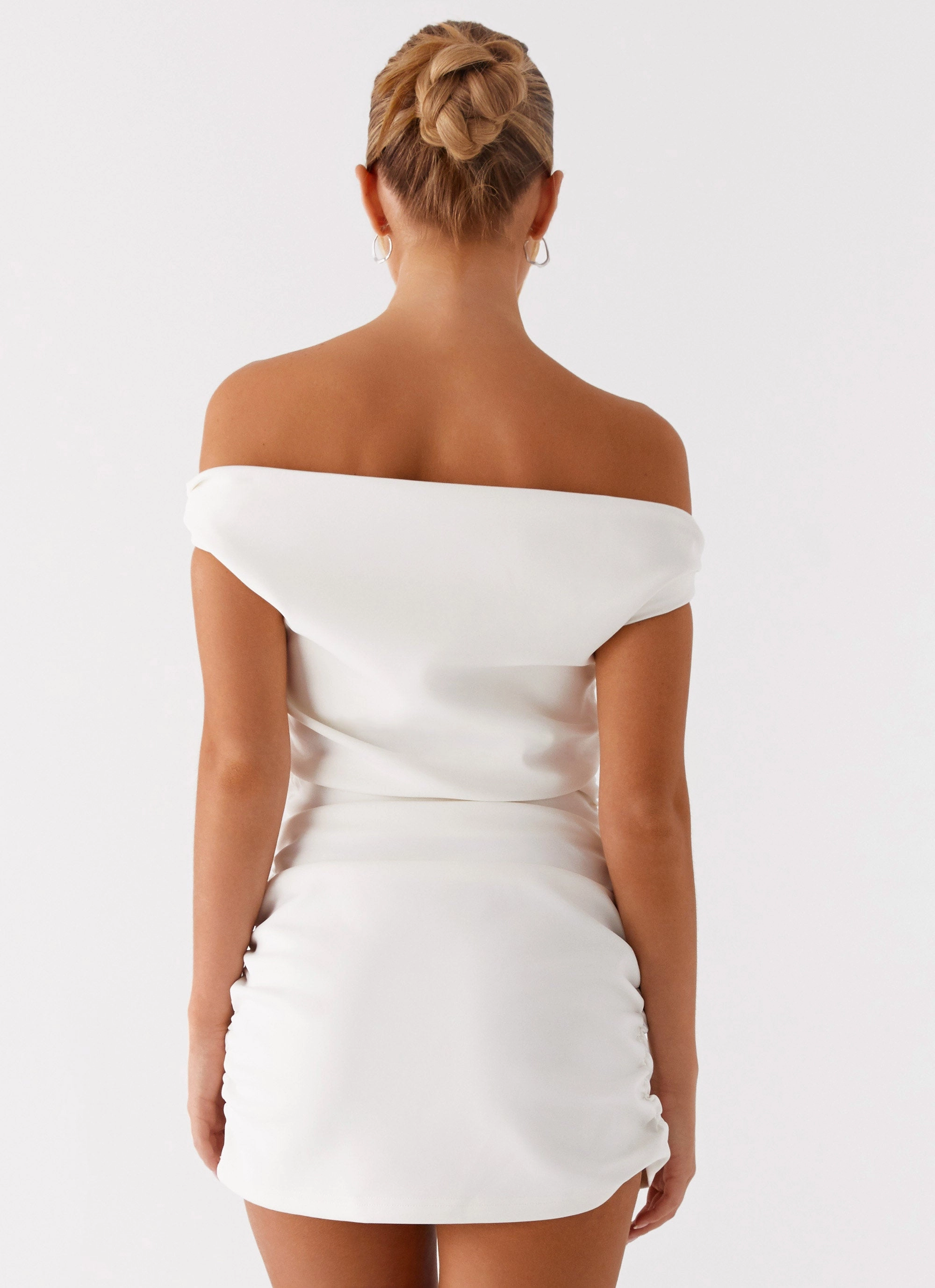 Morgan Off Shoulder Mini Dress - Ivory Classic Motion Work-Ready Look