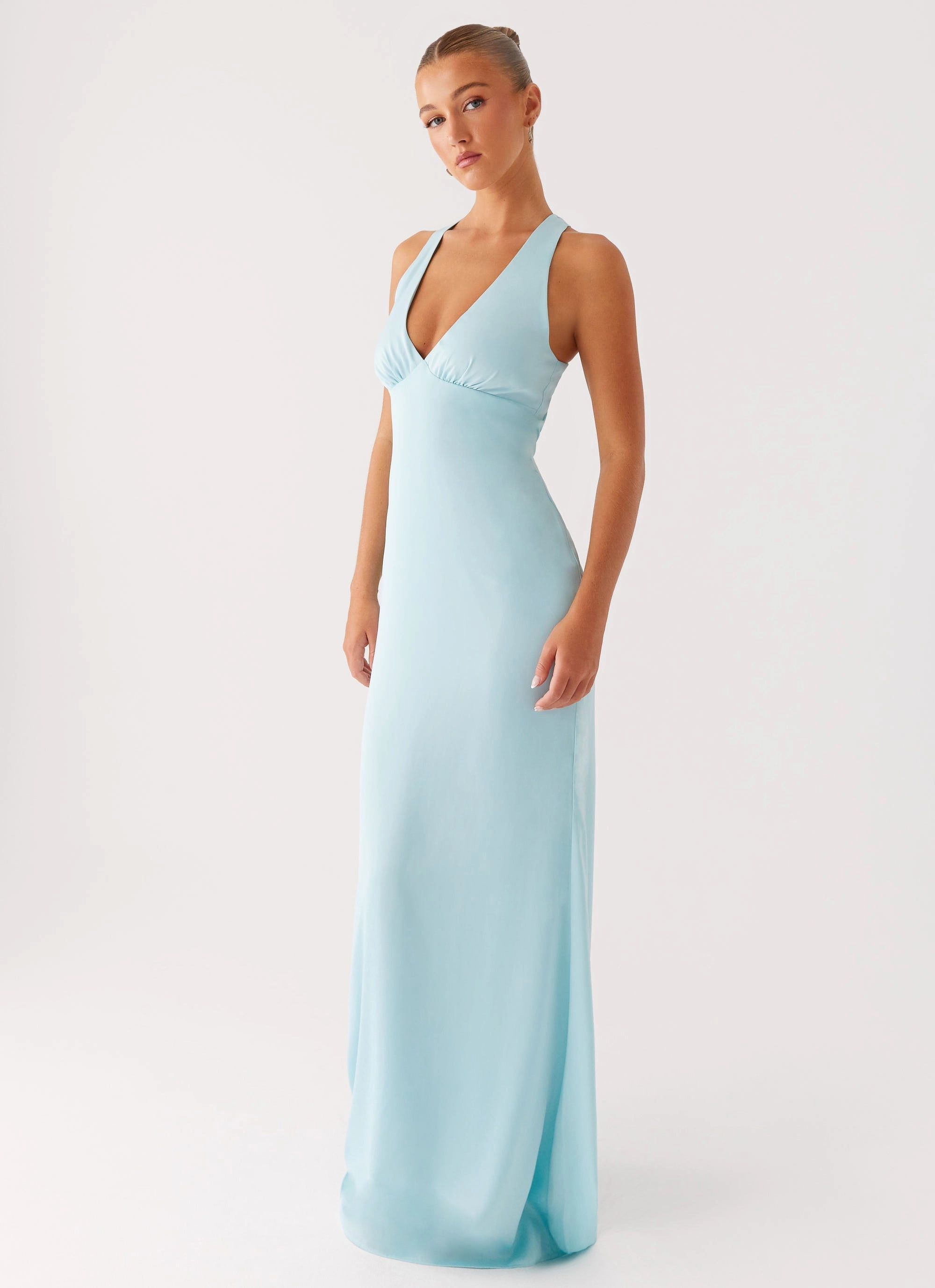 Desi Halterneck Maxi Dress - Mint Textured Layers