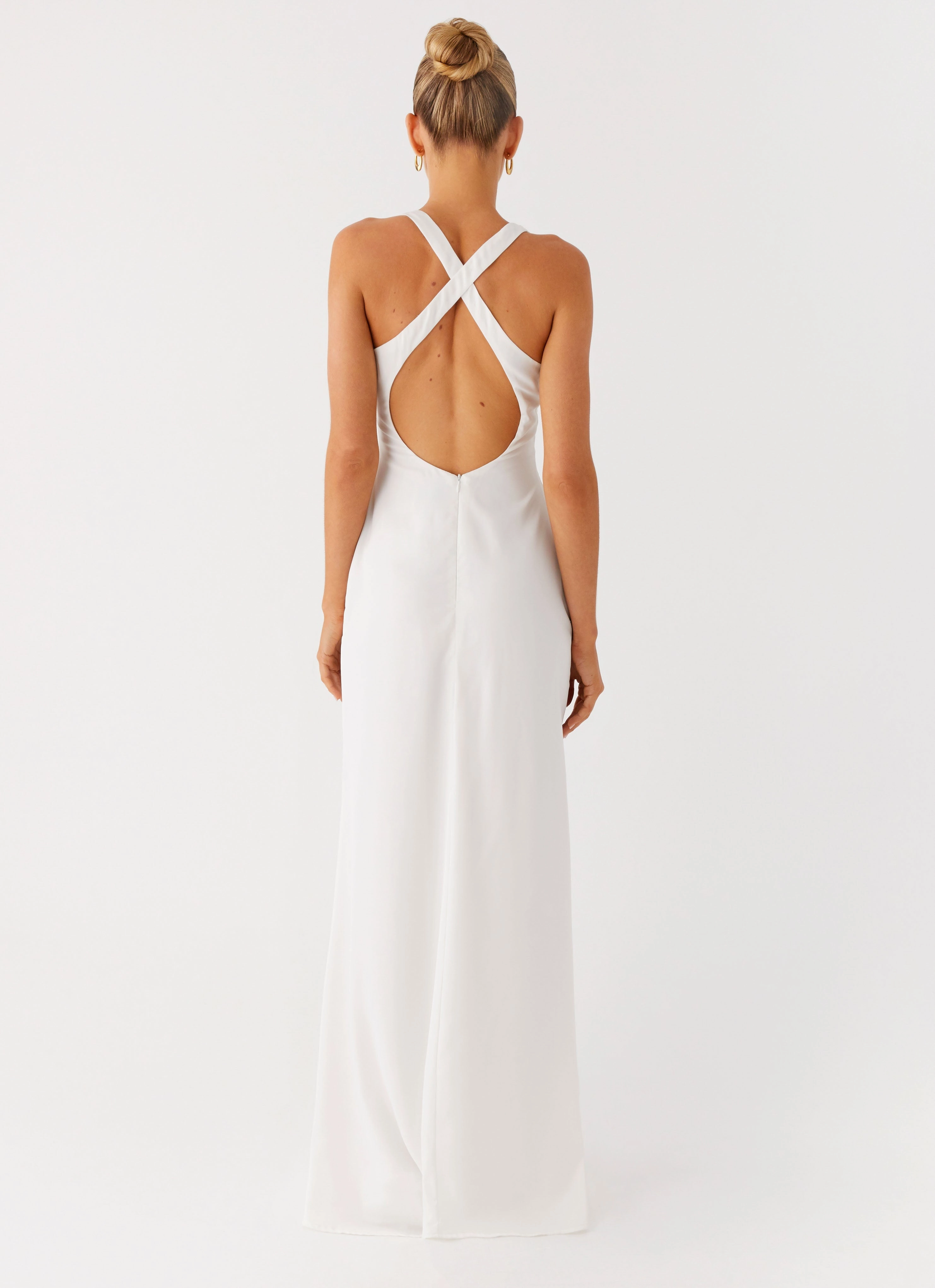 Bright Mood Subtle Glam Desi Halterneck Maxi Dress - White