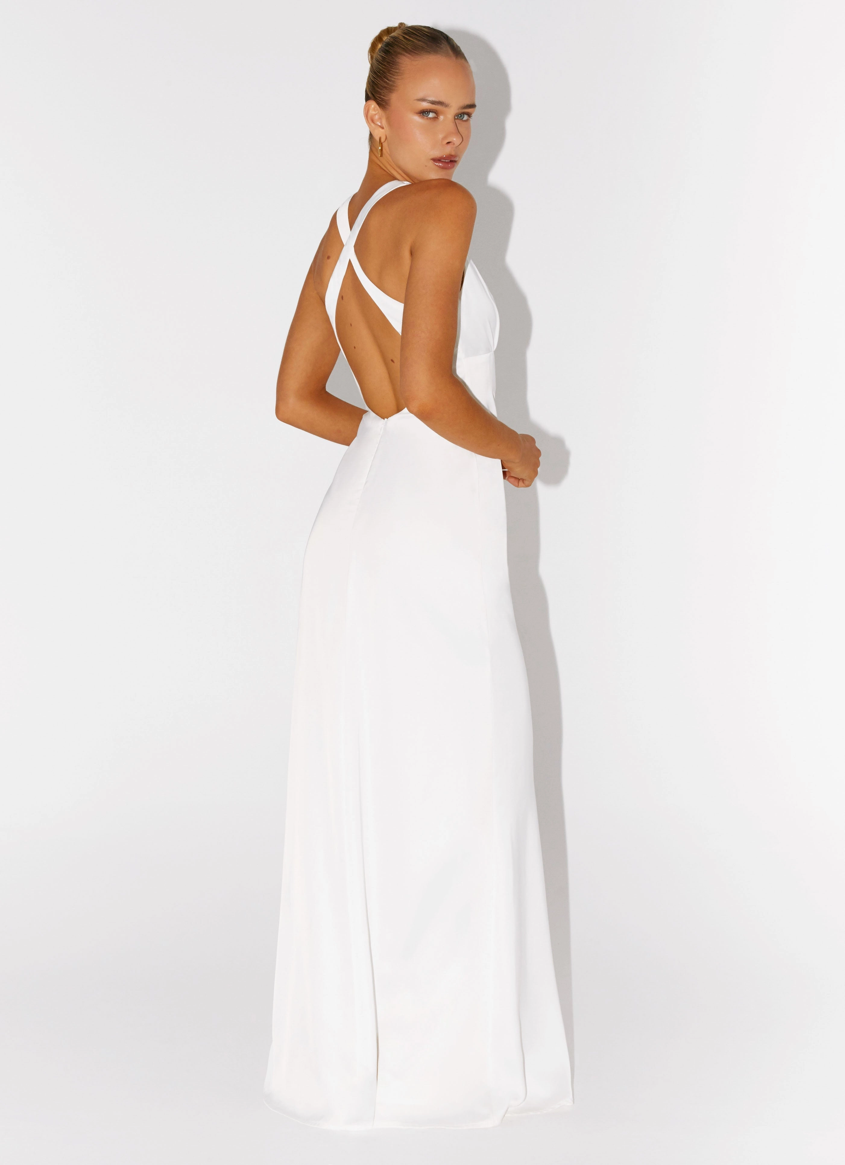 Desi Halterneck Maxi Dress - White Charming Comfort
