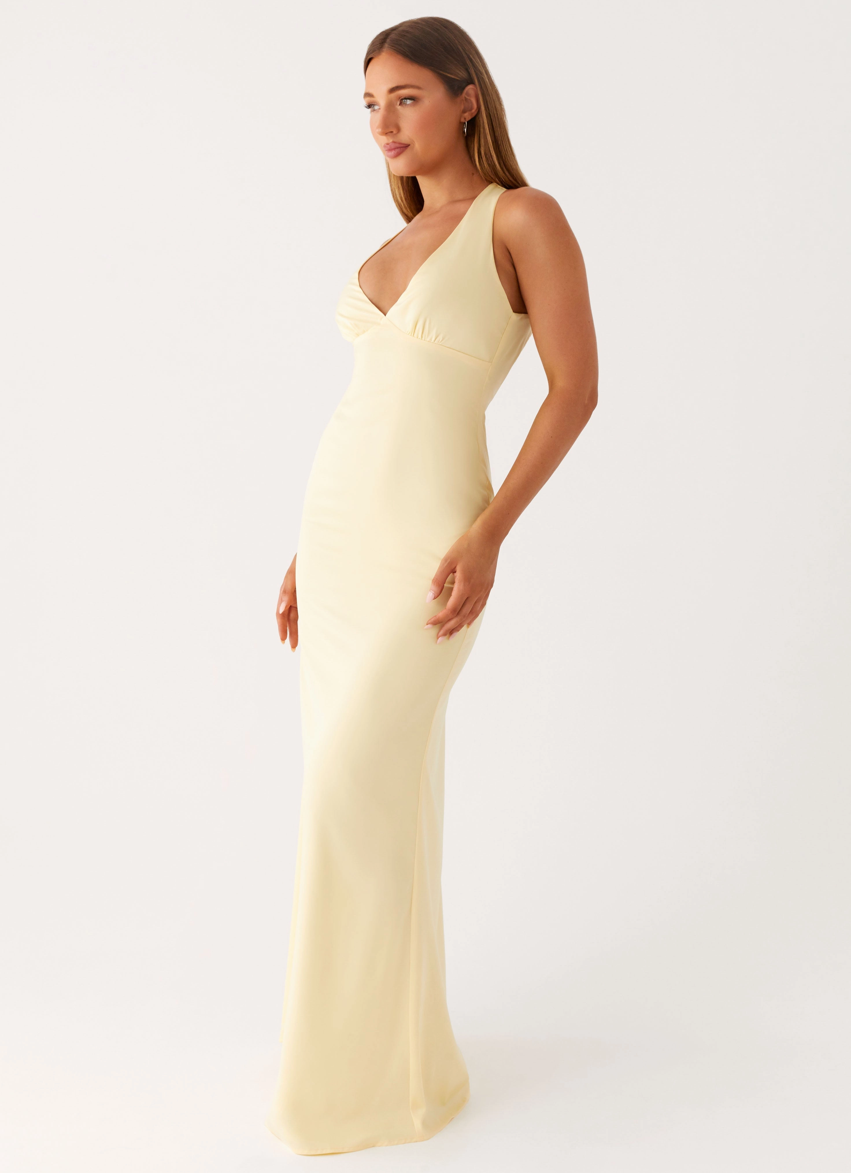 Party Perfect Desi Halterneck Maxi Dress - Yellow