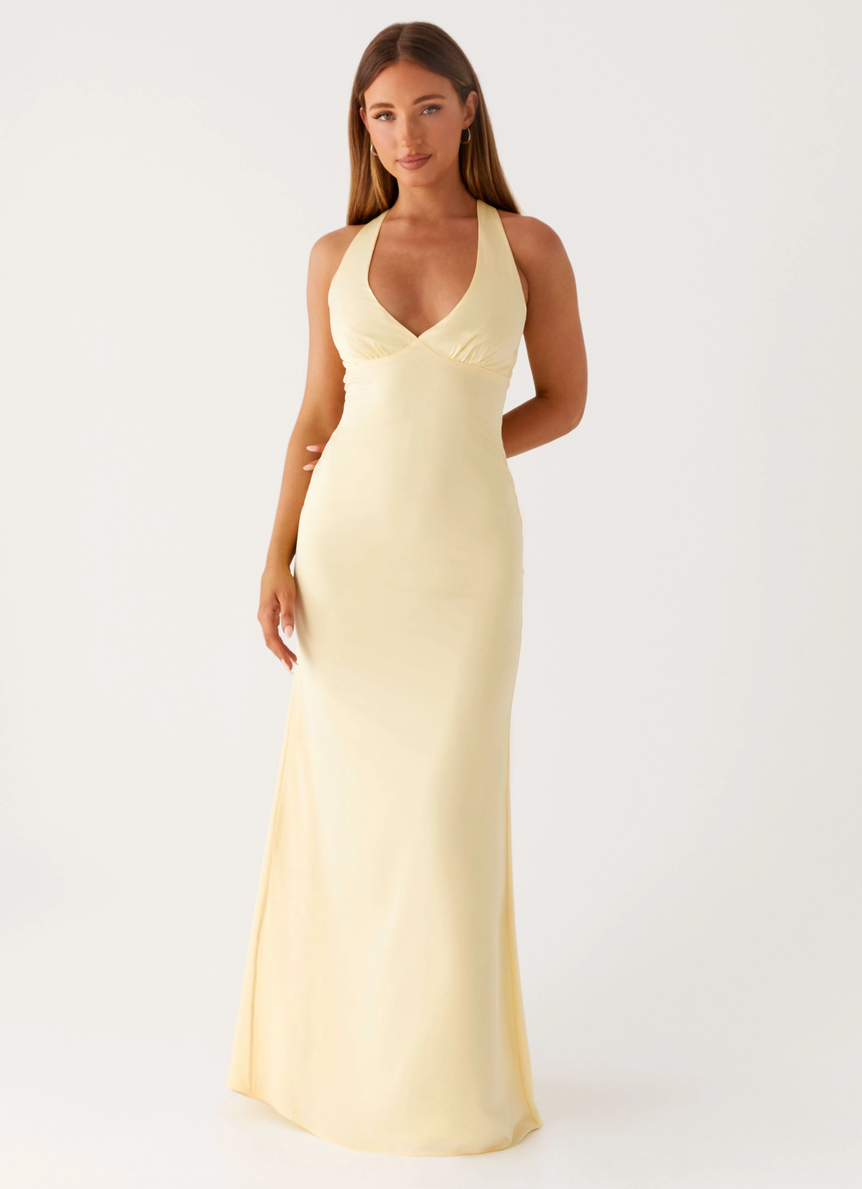Travel-Essential Desi Halterneck Maxi Dress - Yellow