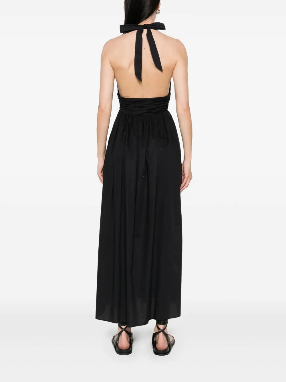 Plunge Halter Dress in Black Natural Fit