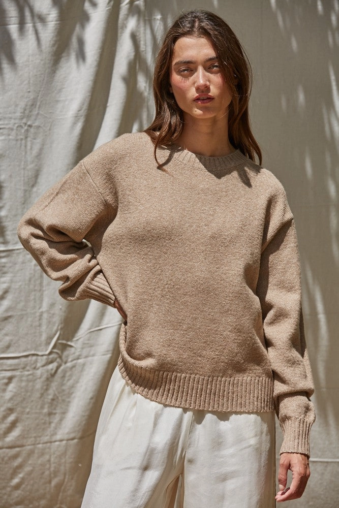 FlexibleCollarStructure QuickRelease Fastener Desiree Pullover Sweater - Mocha