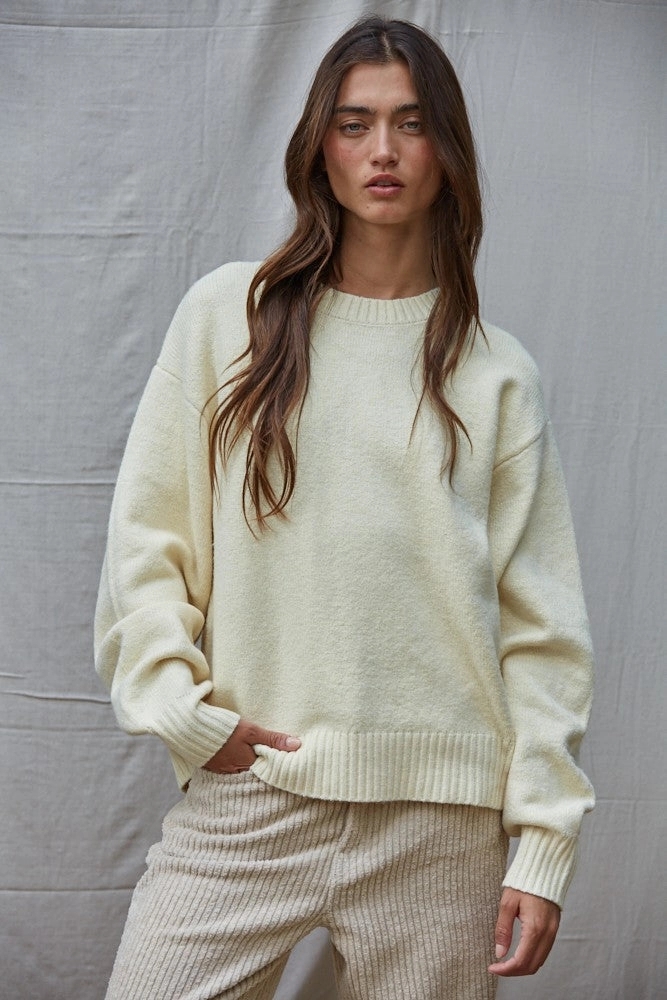 Minimalist Design Desiree Pullover Sweater - Yellow