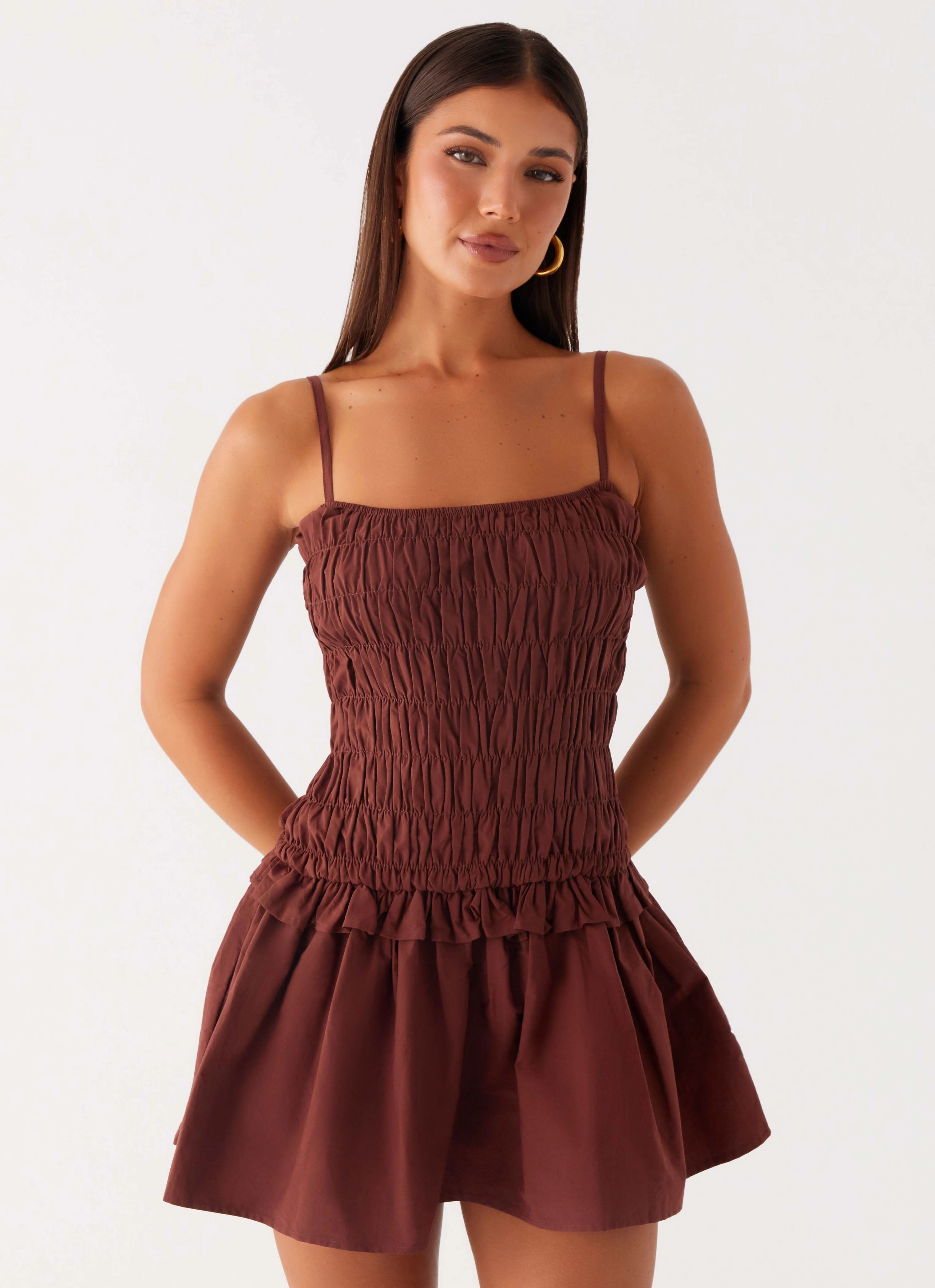 Jaxi Mini Dress - Chocolate Playful Twist Daily Silhouette