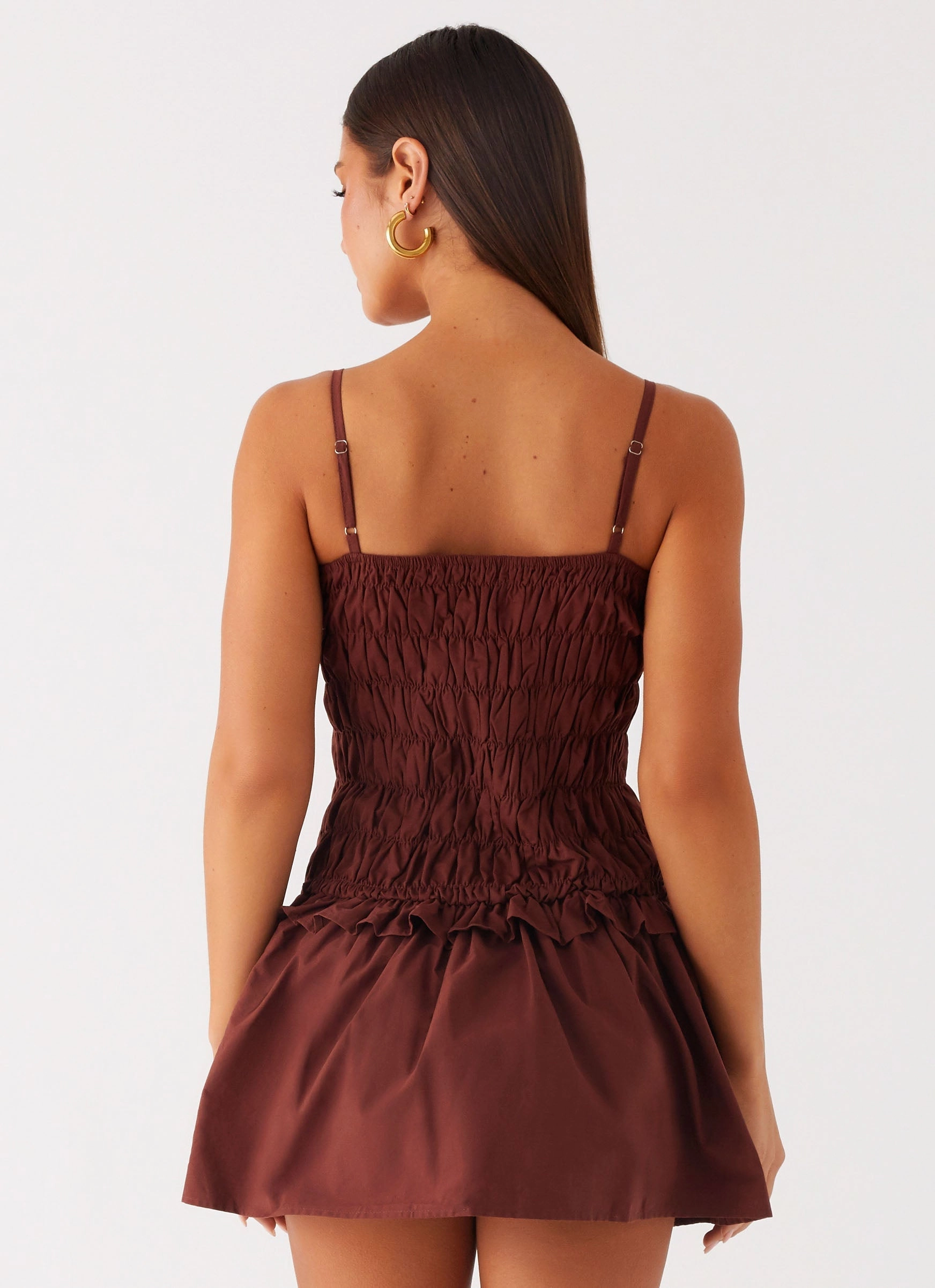 Jaxi Mini Dress - Chocolate Beaded-Sleeve Spring Ready