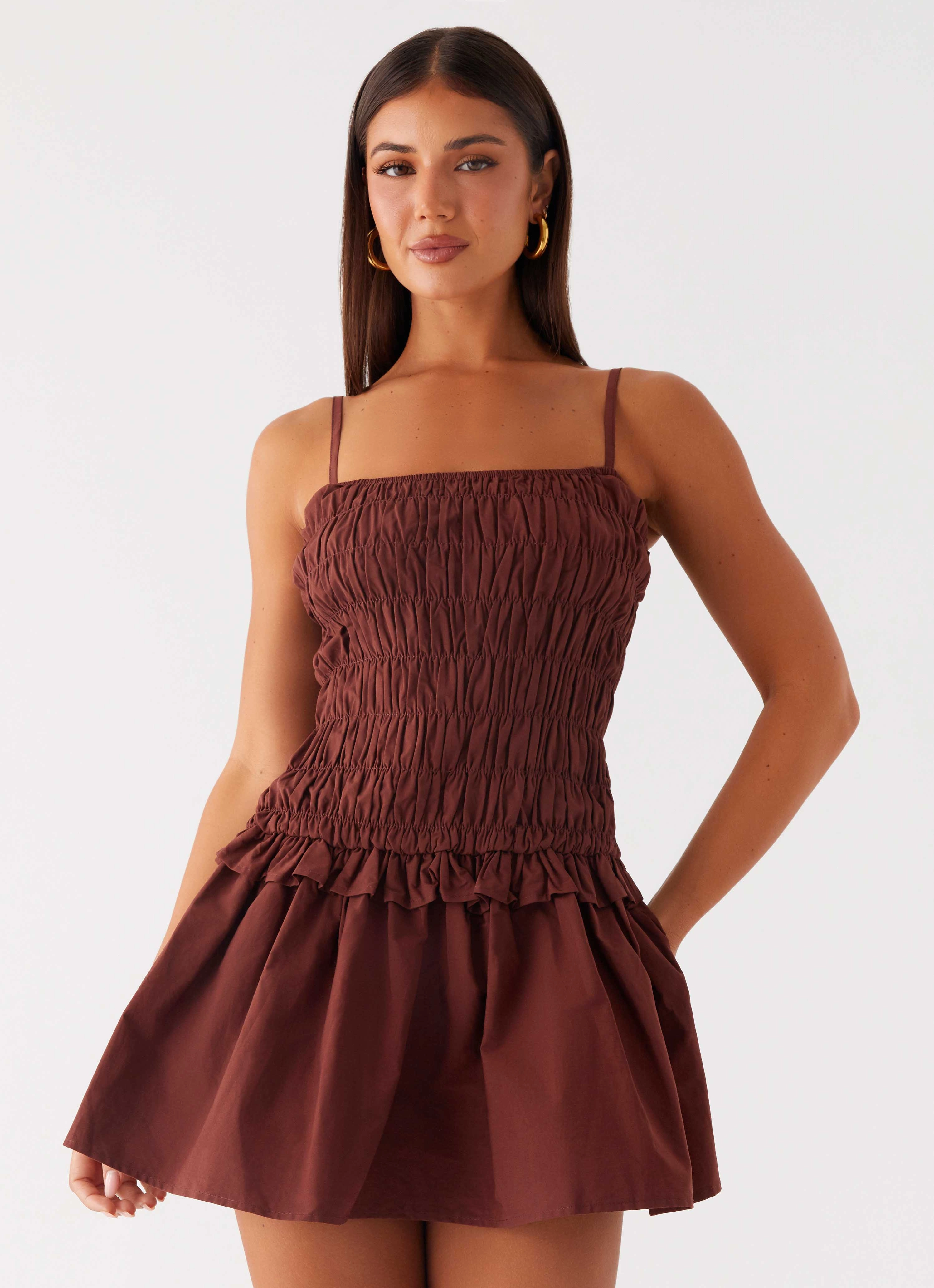 Jaxi Mini Dress - Chocolate Sunset Glow