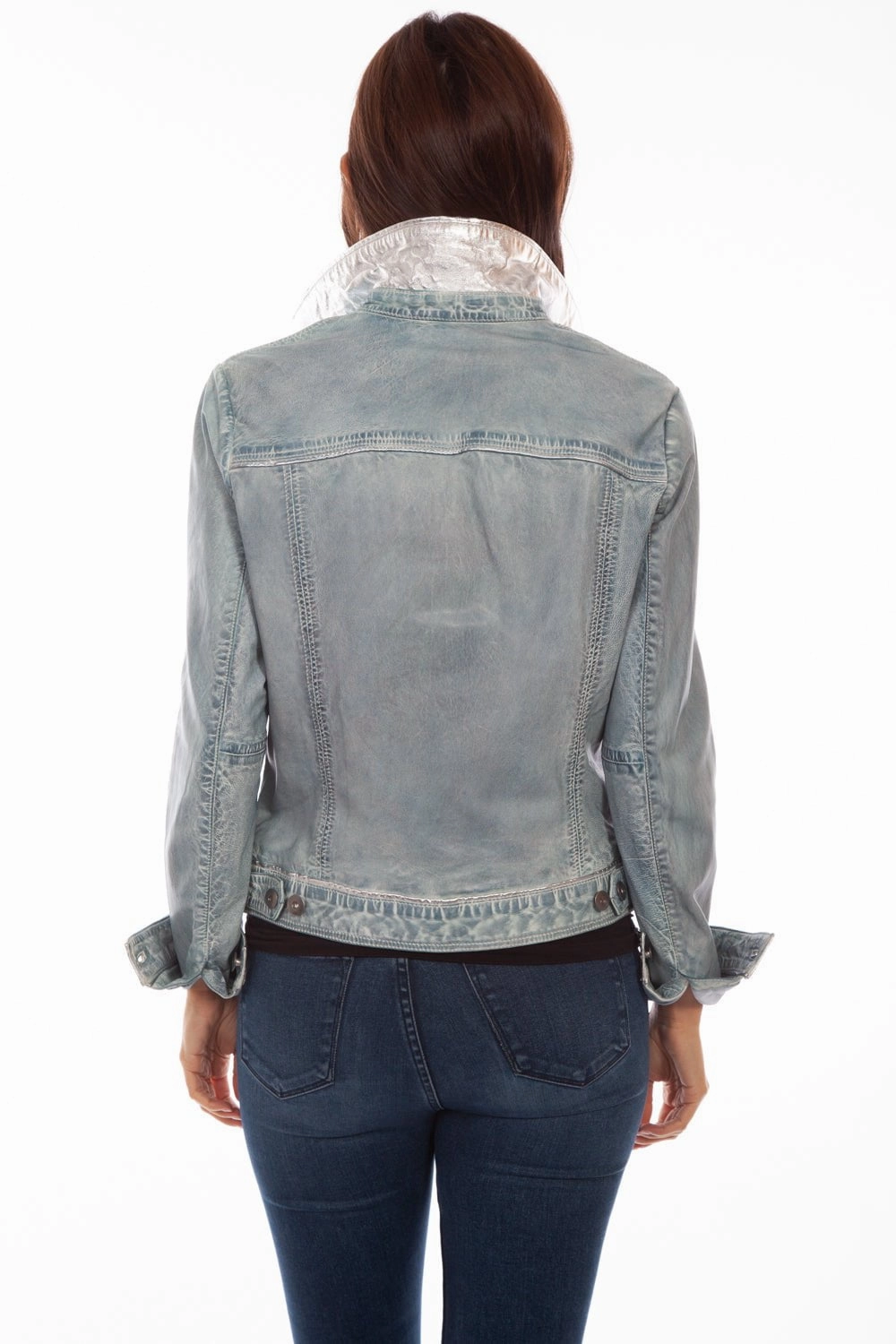 Scully Womens Denim Leather Classic Jean Jacket Urban Explorer Look
