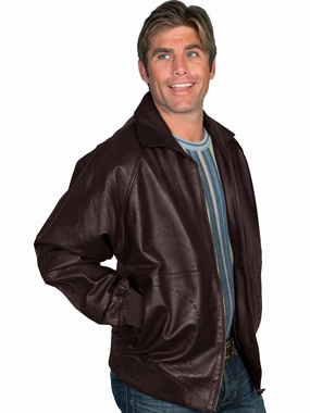 Windproof Insulated Coat Smart Design Scully Leather Mens A2 Bomber Lamb Jacket Zip Front Brown