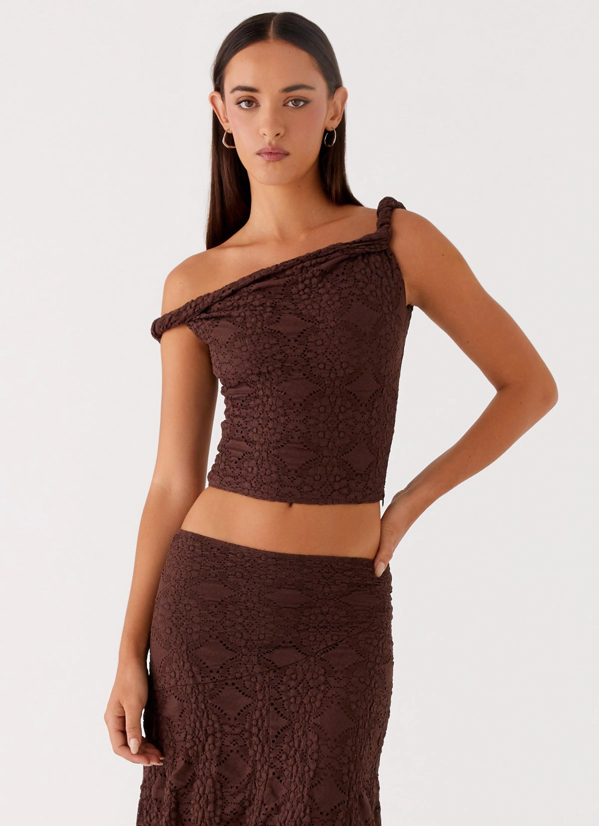 Urban Drape Soft Fit Wear Diamond Sky Top - Chocolate