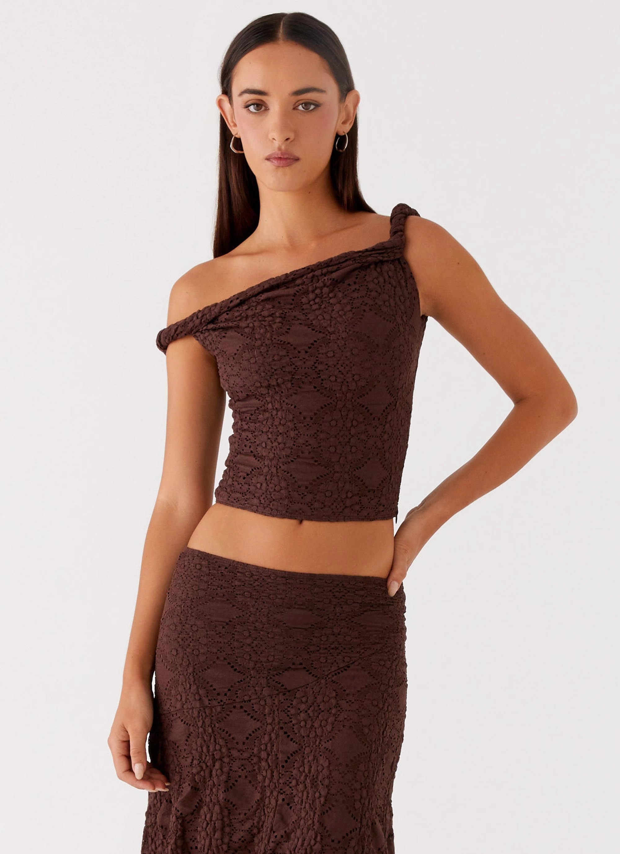 Diamond Sky Top - Chocolate Tencel Blend Fabric