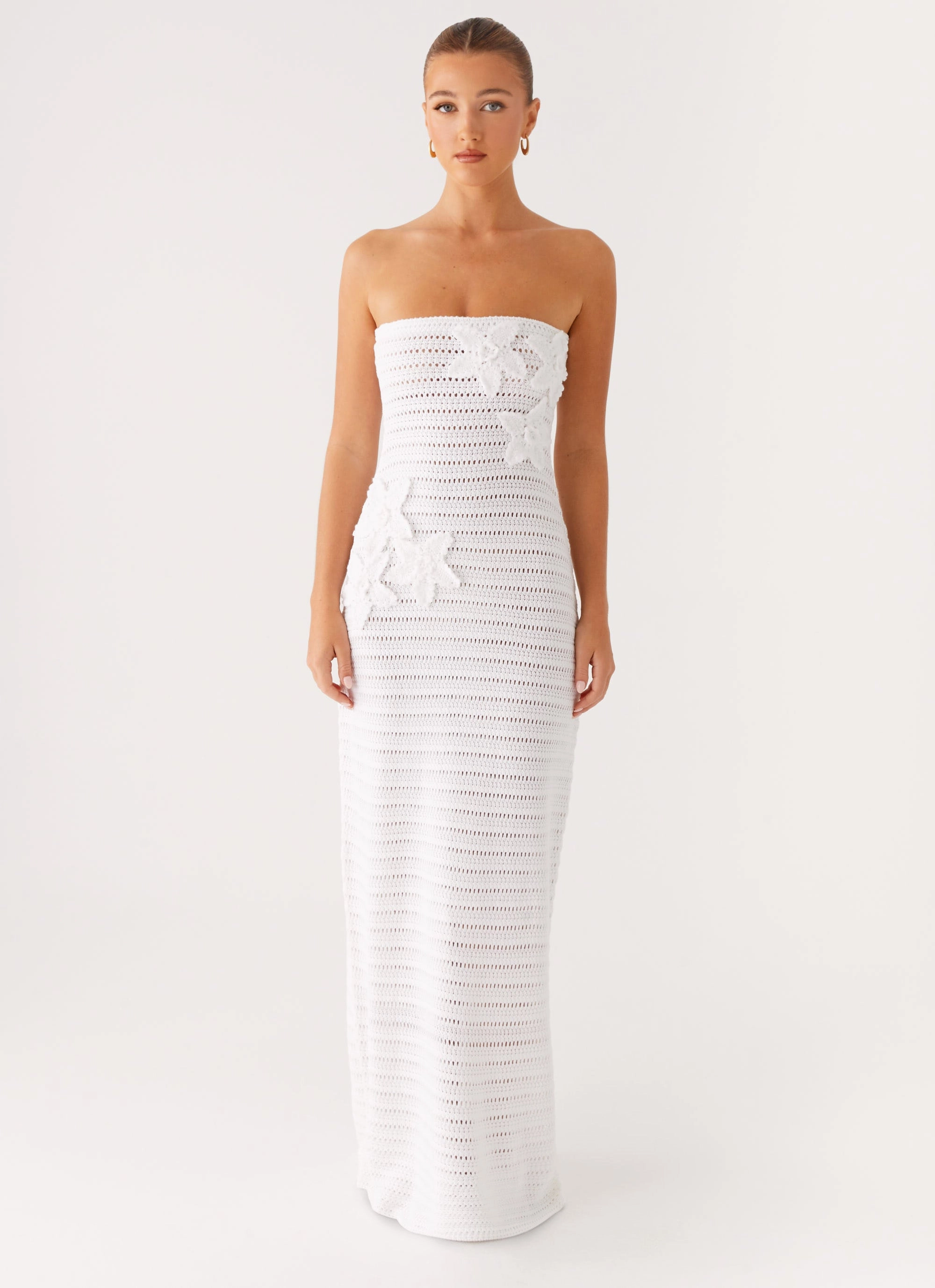 Diaz Crochet Maxi Dress - White Playful and flirty dress Timeless Cut