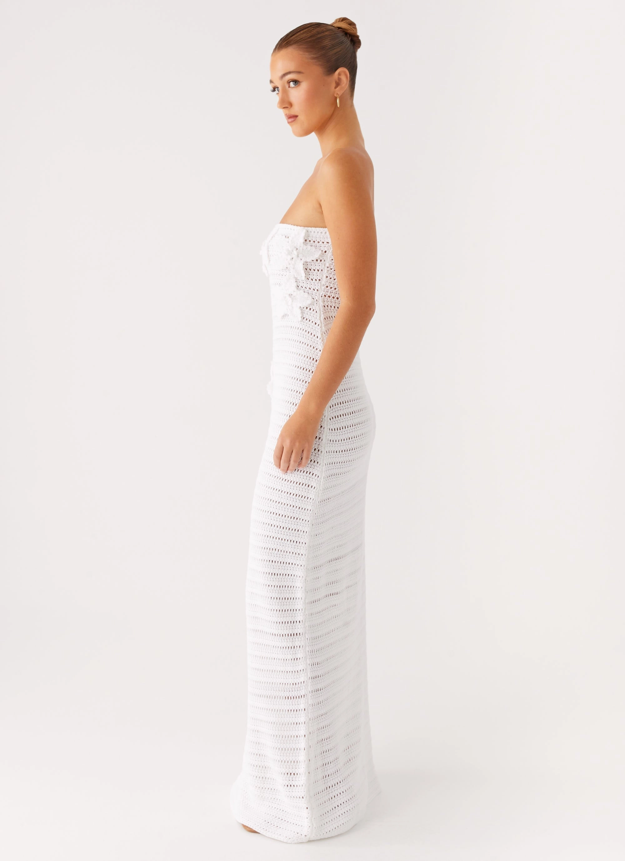 Diaz Crochet Maxi Dress - White Flattering Shape Look
