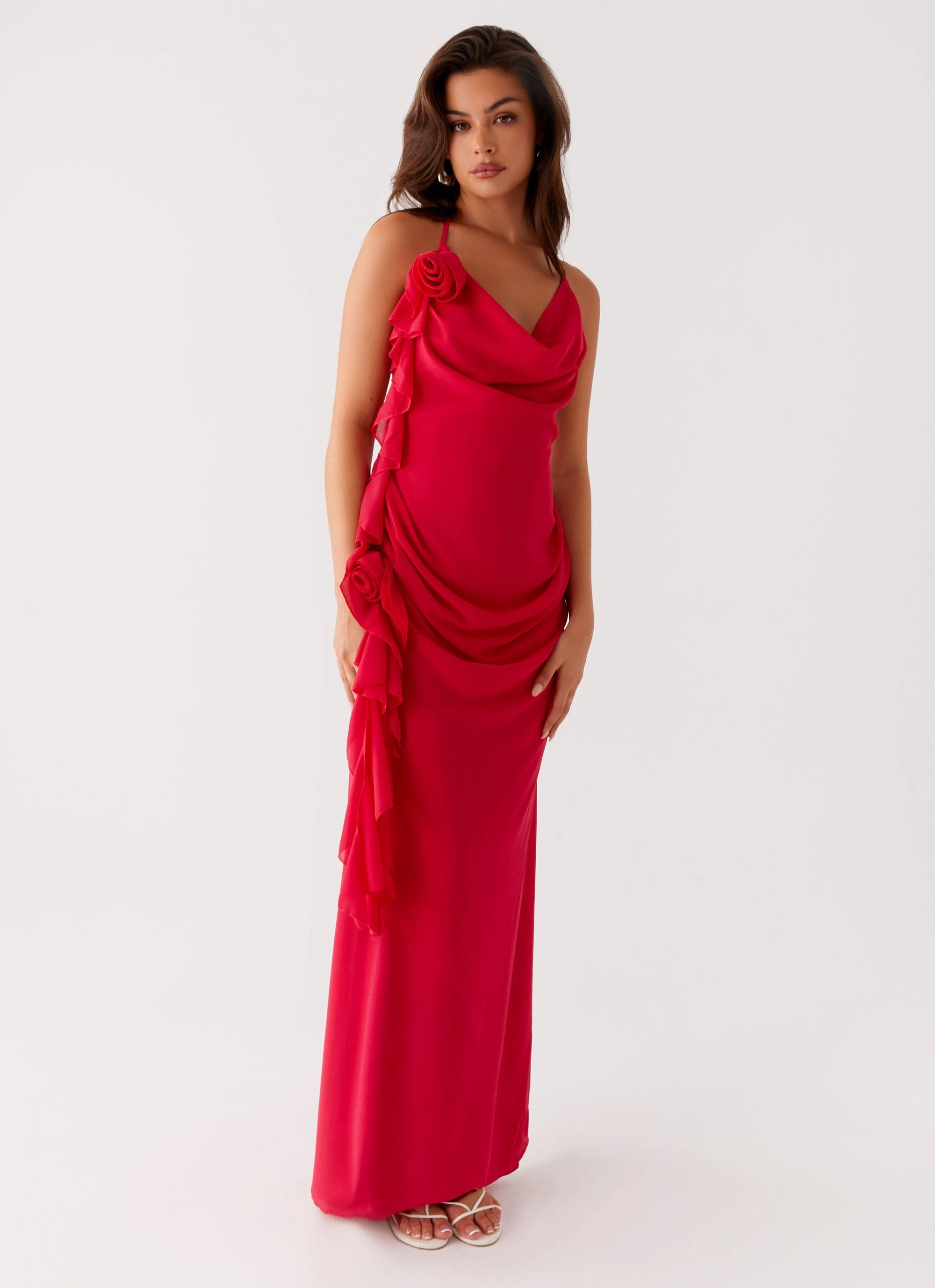 Diedre Rose Strappy Maxi Dress - Raspberry Casual Fit Easy Flow