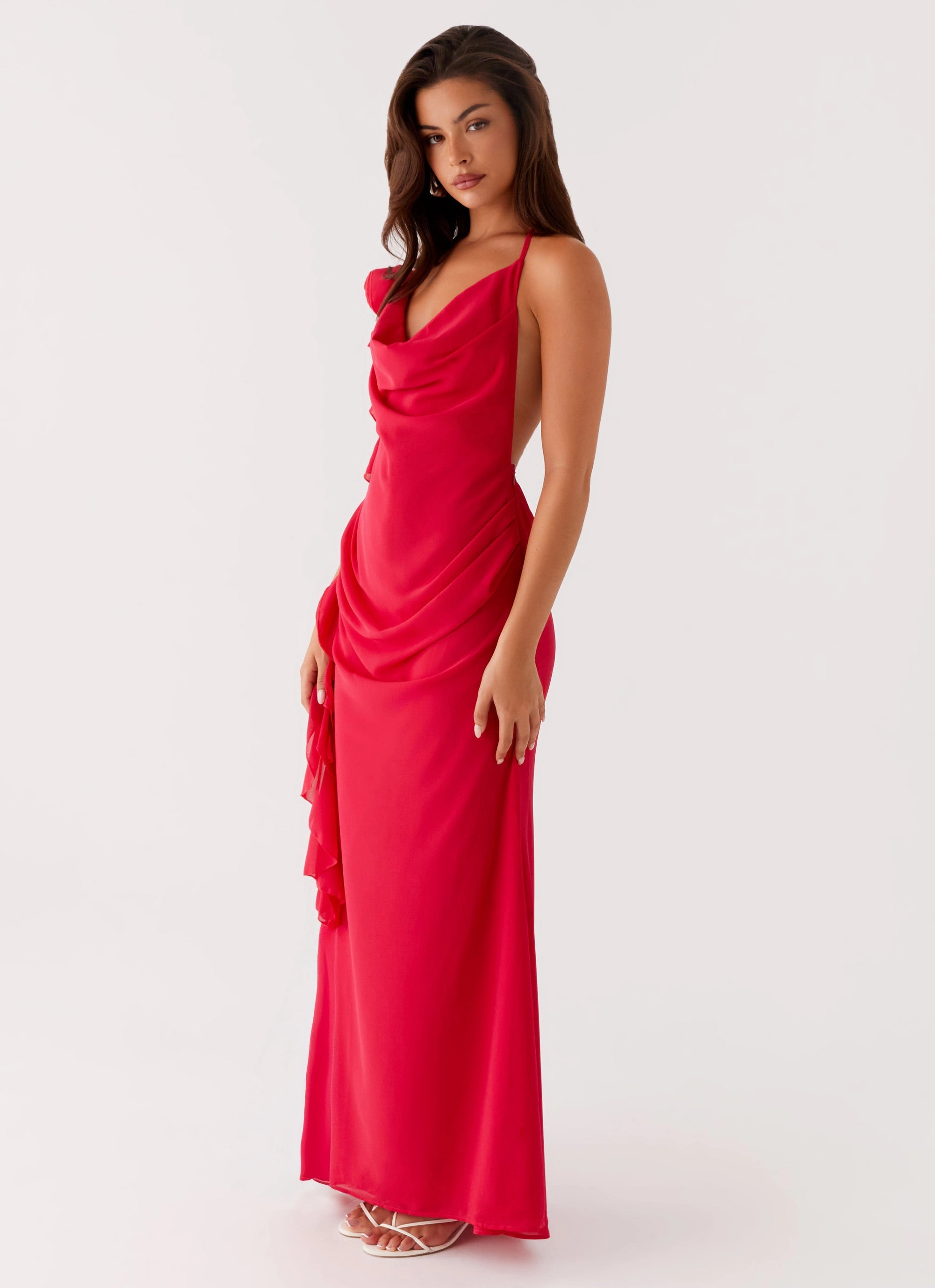 Diedre Rose Strappy Maxi Dress - Raspberry Smooth Lines Party Floral