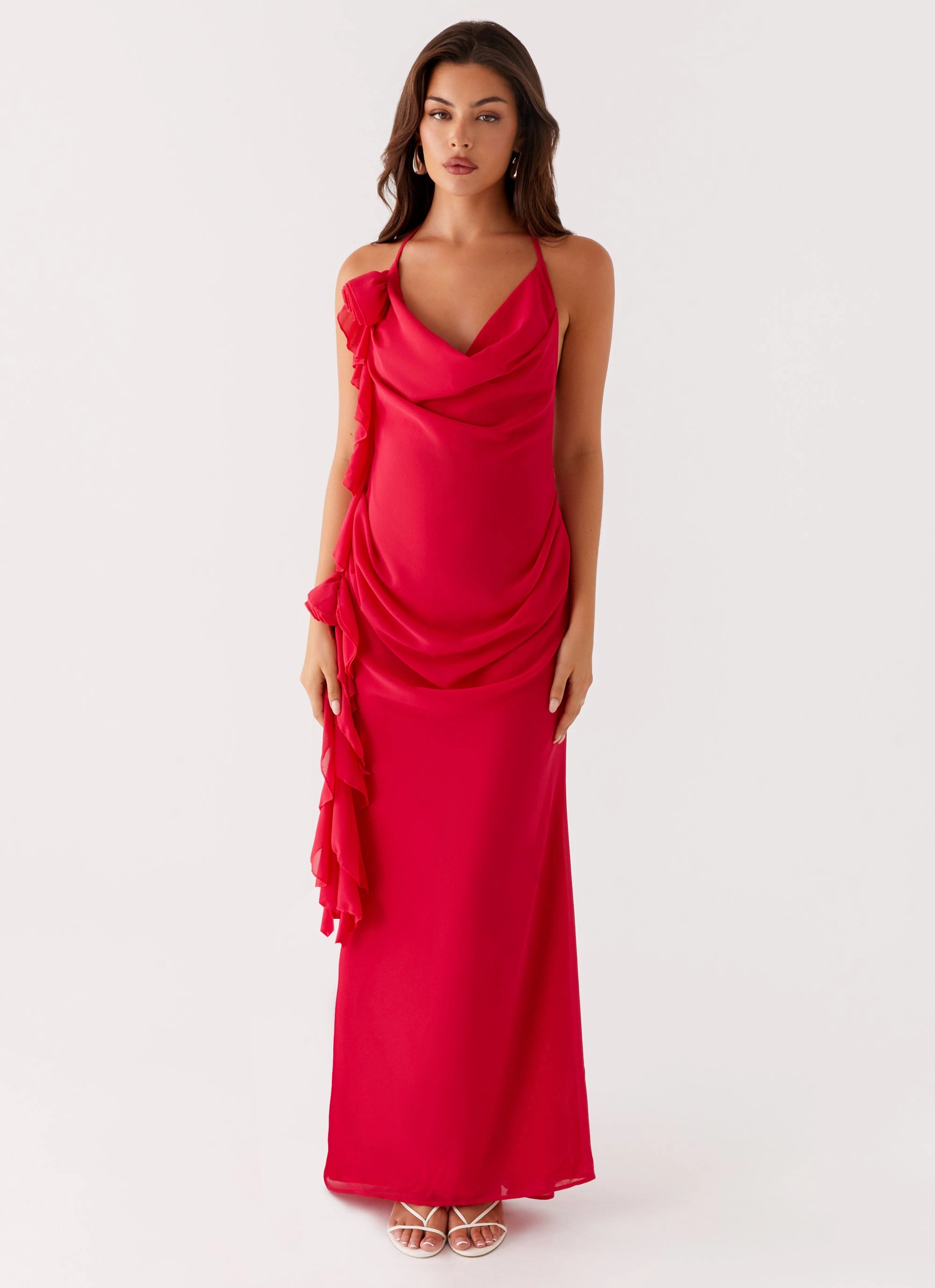 Diedre Rose Strappy Maxi Dress - Raspberry Muted Tones