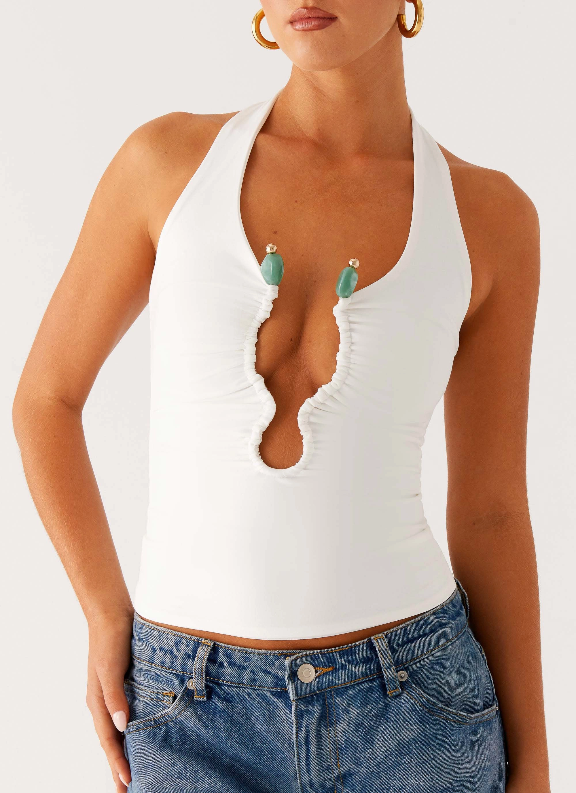 Diego Halter Top - Off White AntiFade Treatment VentilatedMeshPaneling