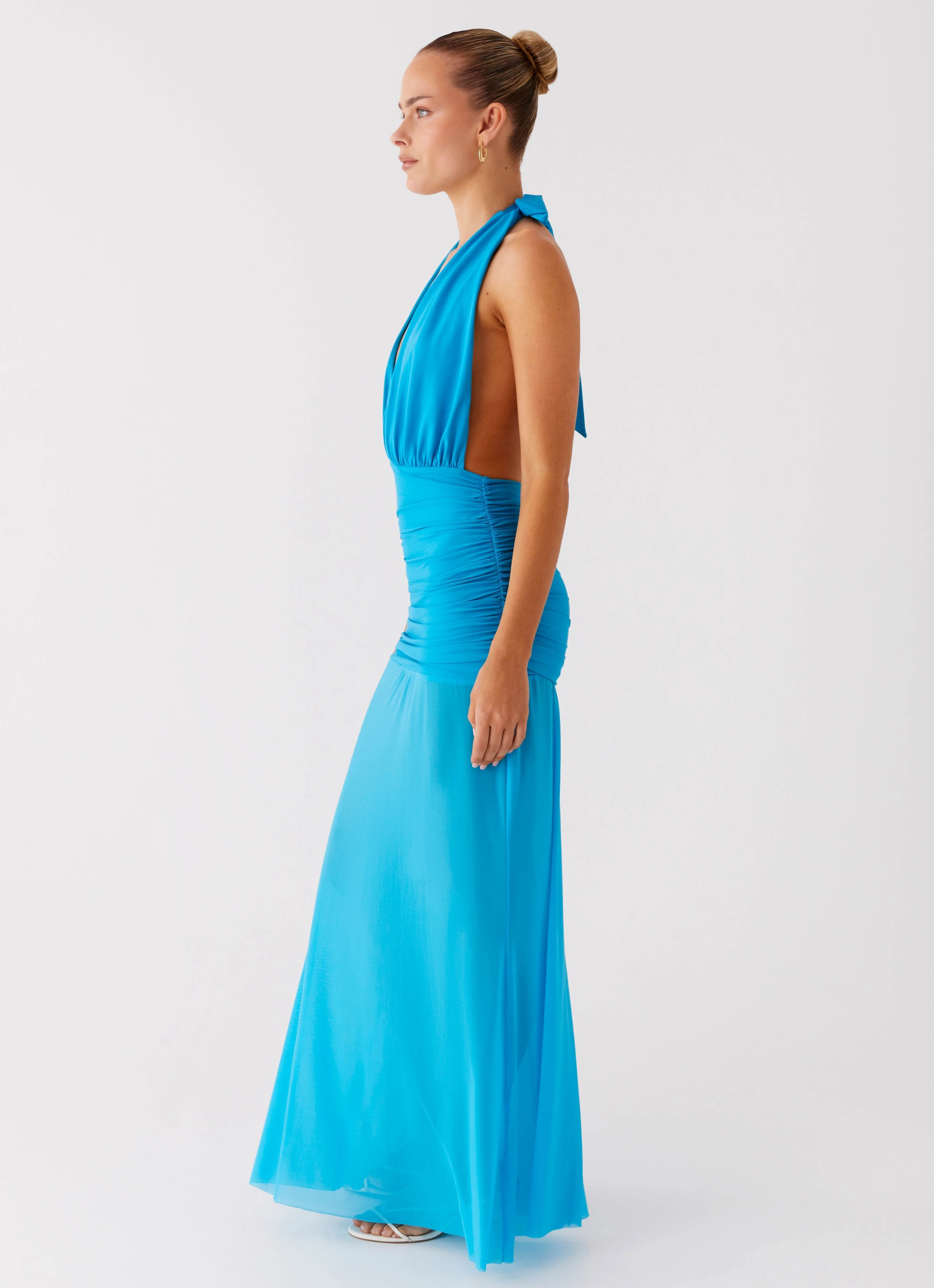 Winter Layering Timeless Wear Dilemma Halter Maxi Dress - Turquoise Blue