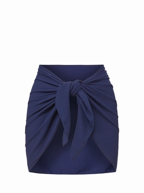 Liv Sarong in Navy Texture Quick Dry Lining Cross Back Support