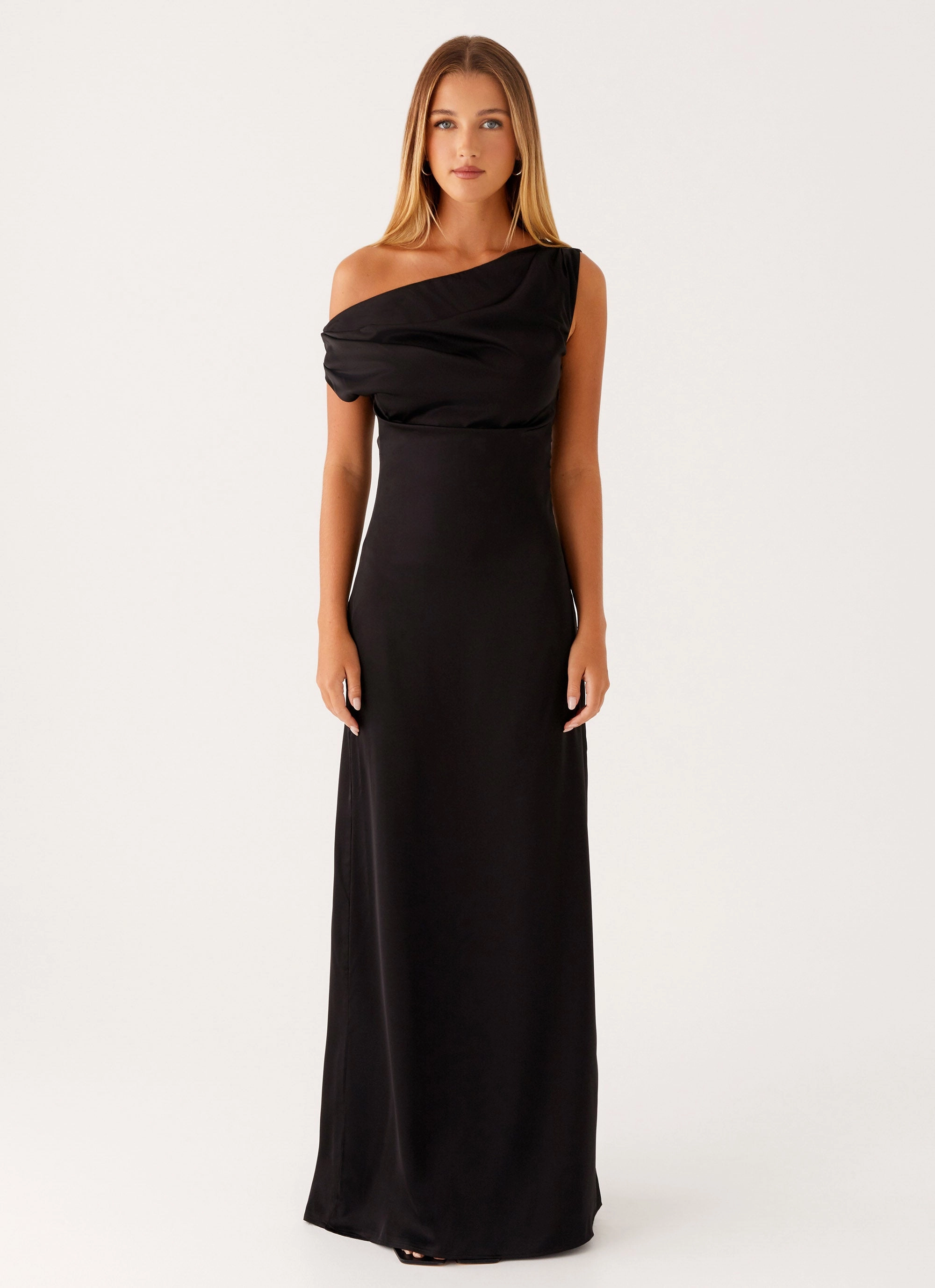 Lounge Vibes Heart Of Glass Satin Maxi Dress - Black