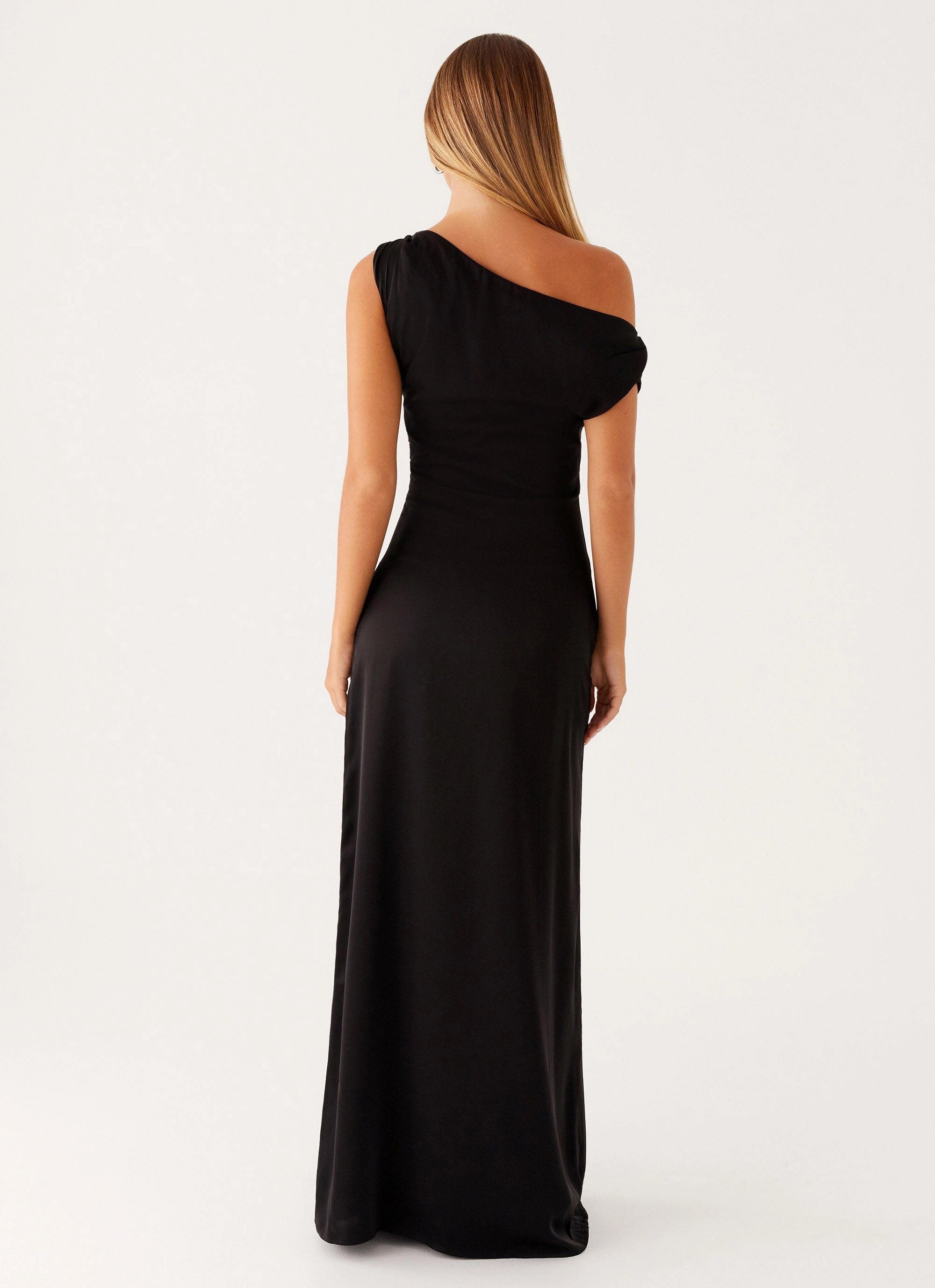 Heart Of Glass Satin Maxi Dress - Black Underwire-Support