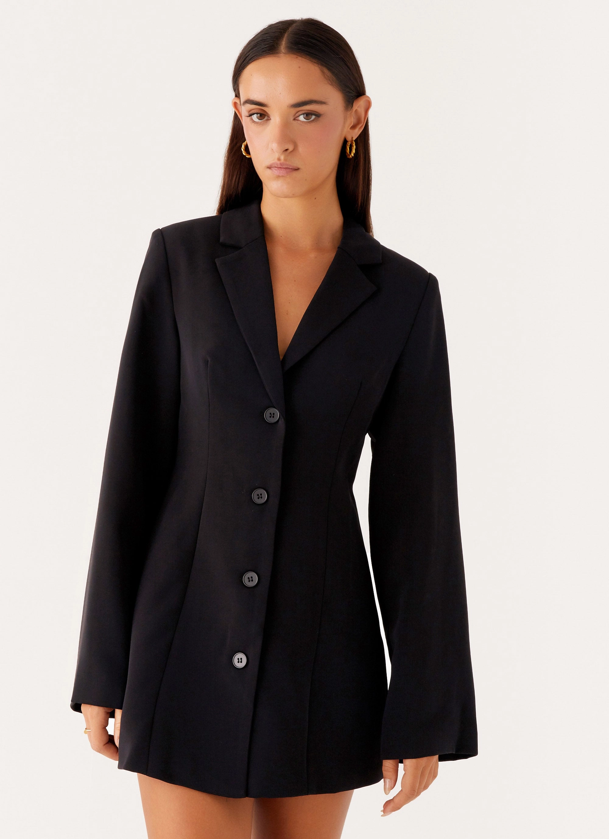 Bold Elegance Trend-Inspired Albi Fitted Blazer Mini Dress - Black