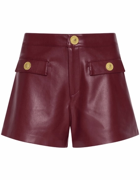 L'AGENCE Dionne Vegan Leather Short Polyester fabric