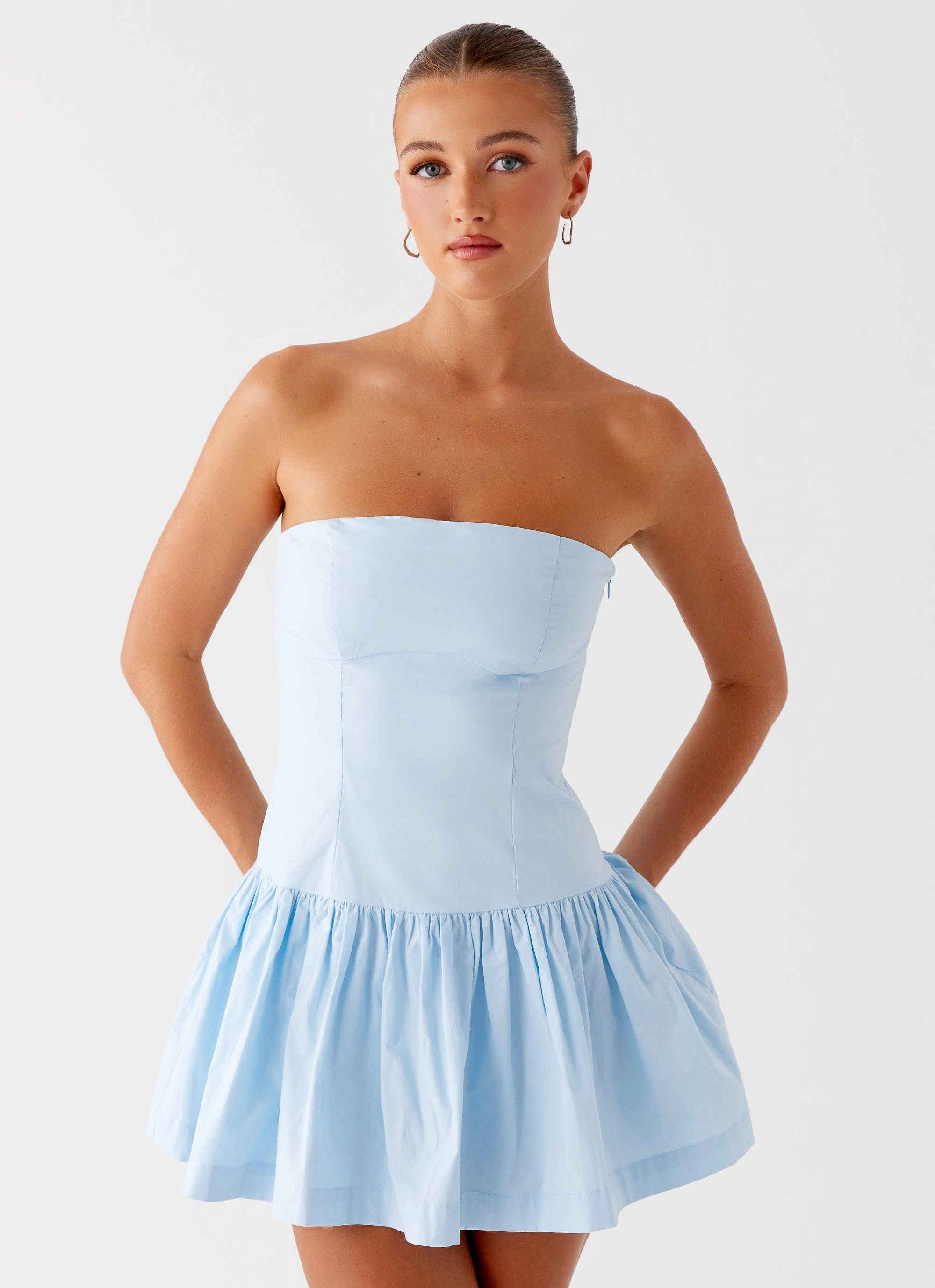 Riviera Mini Dress - Blue One-Shoulder