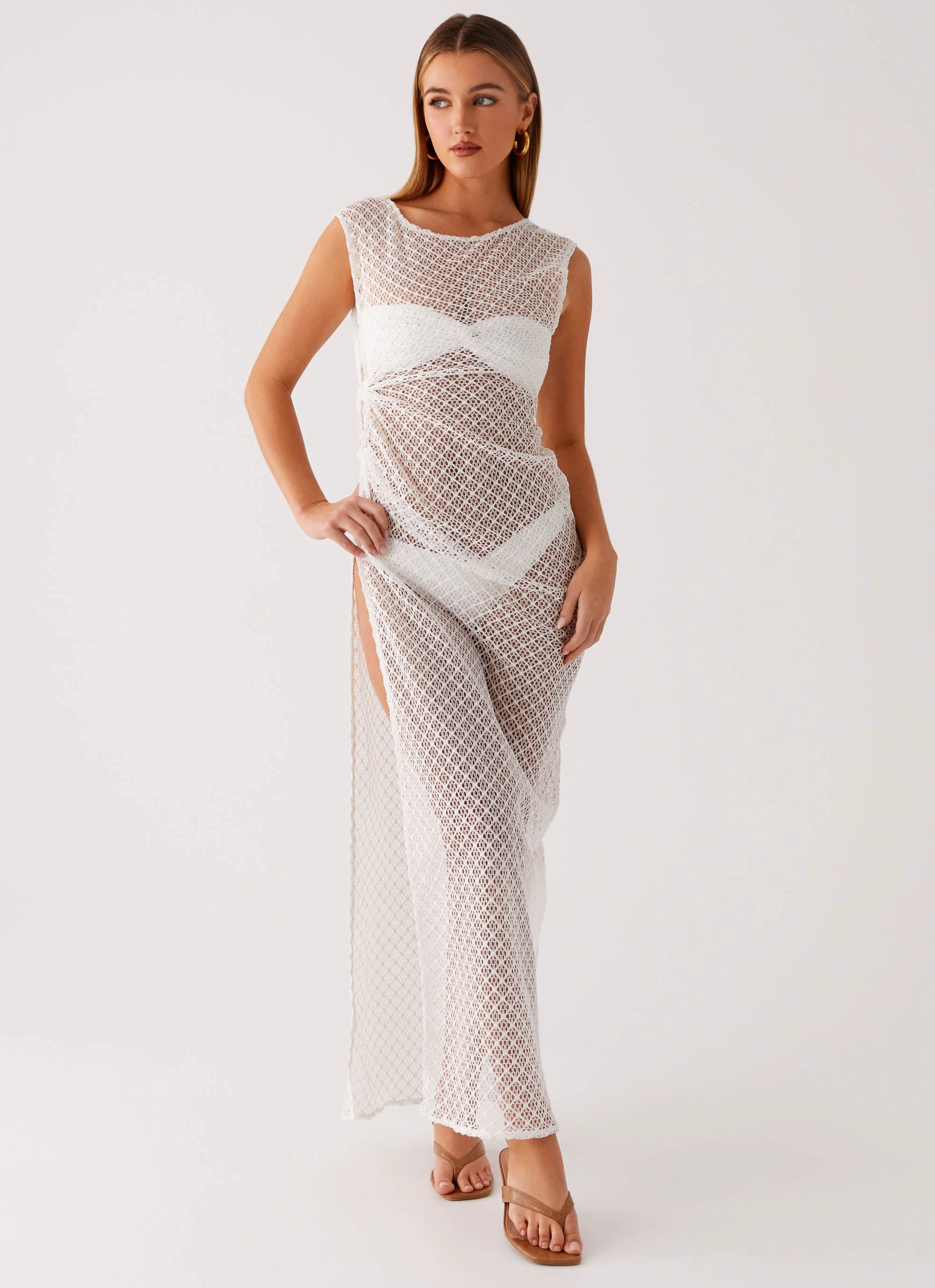 Maeva Maxi Dress - White Cool Structure