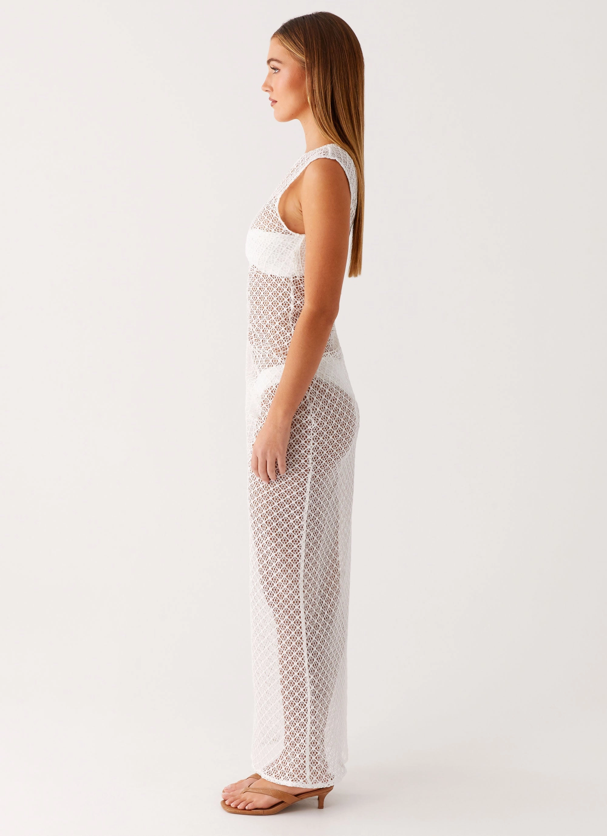 Maeva Maxi Dress - White Crinkle Effect