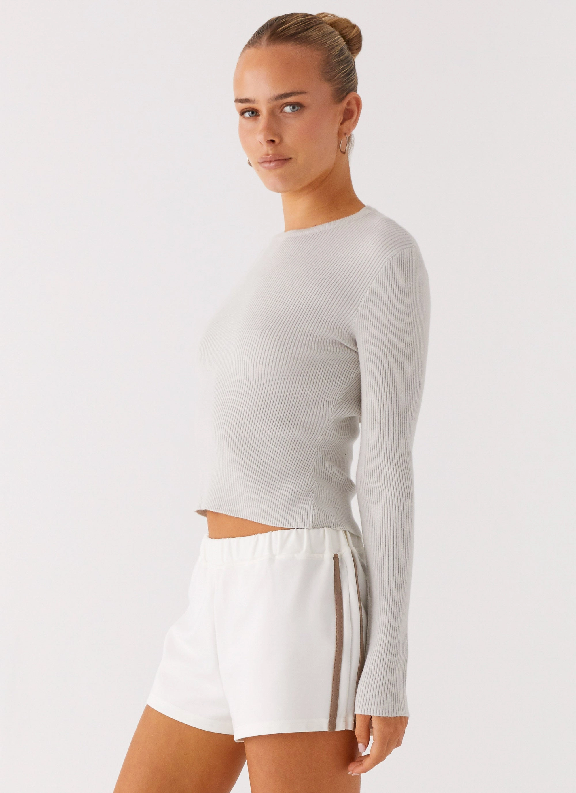 Carissa Open Back Top - Grey Breathable Linen Blend