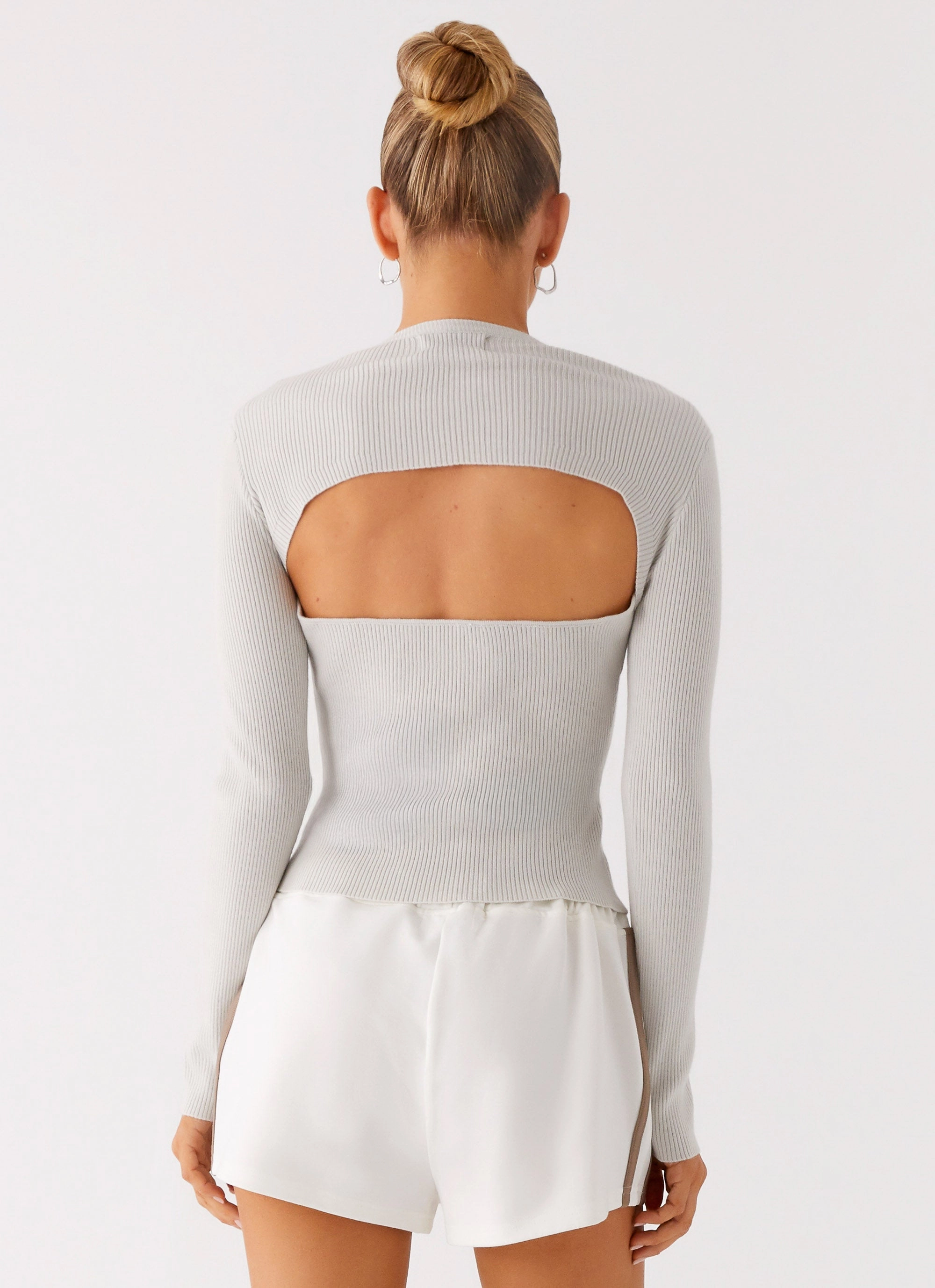 Carissa Open Back Top - Grey AllDayComfortFit Tactile Soft Texture