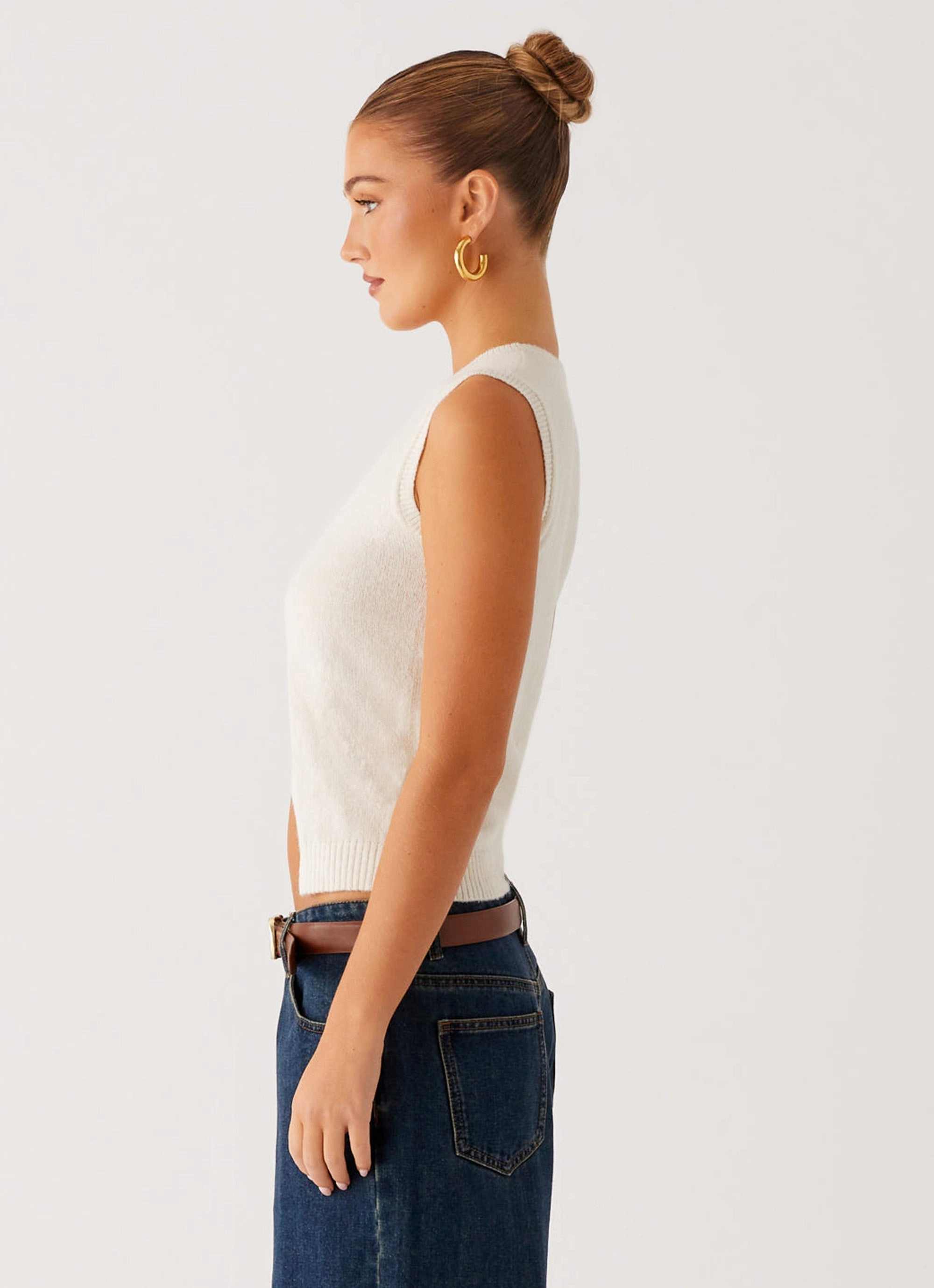 Maali Knit Top - White StretchFabric