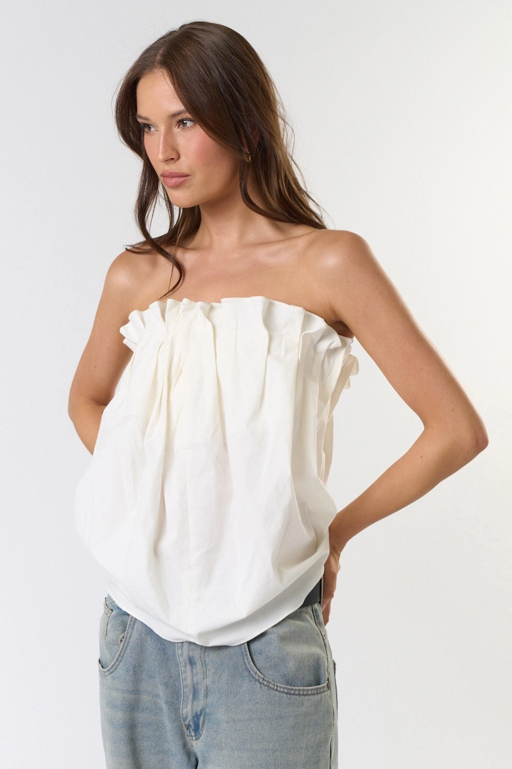 Pintuck Pleated Tube Top Comfortable Fabric QuickDryConstruction