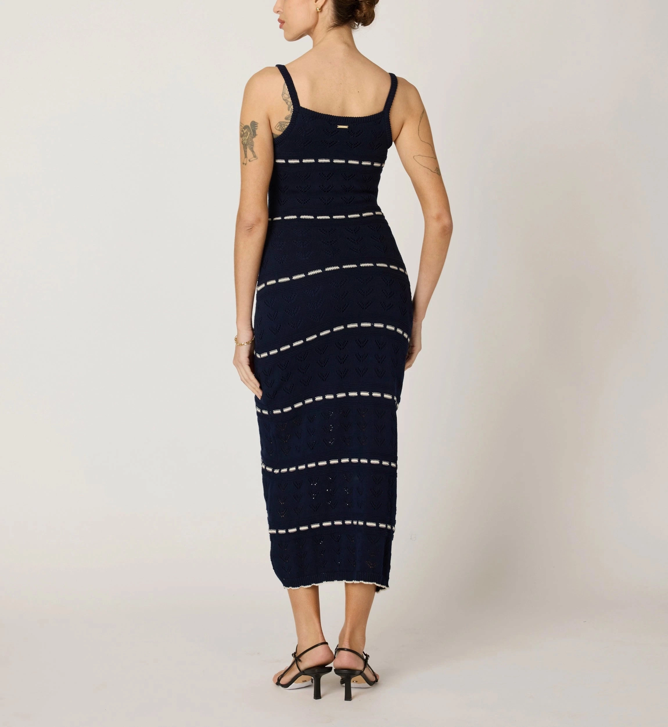 Casual Button-Down Skylar Midi Dress | Dark Blue/Ivory